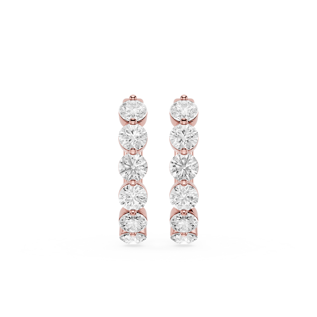 Graduated Round Lab Grown Diamond Hoop Earrings for Women