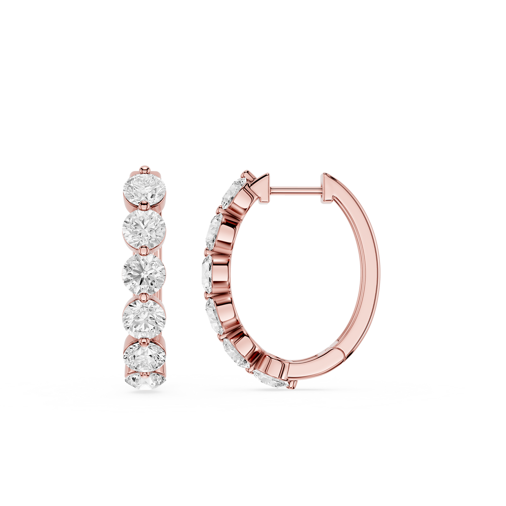 Graduated Round Lab Grown Diamond Hoop Earrings for Women