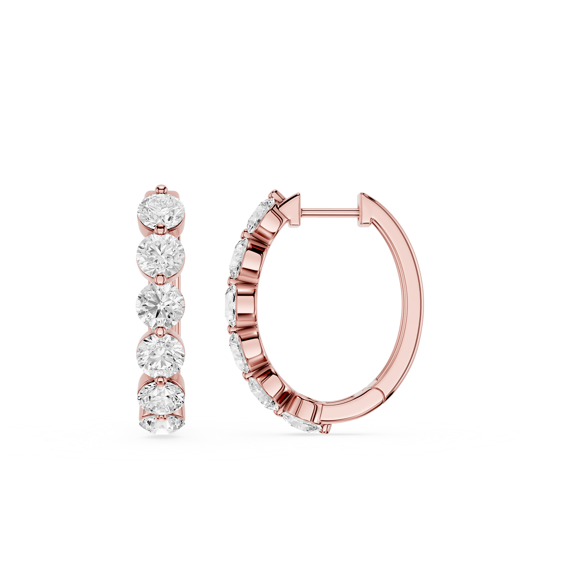 Graduated Round Lab Grown Diamond Hoop Earrings for Women