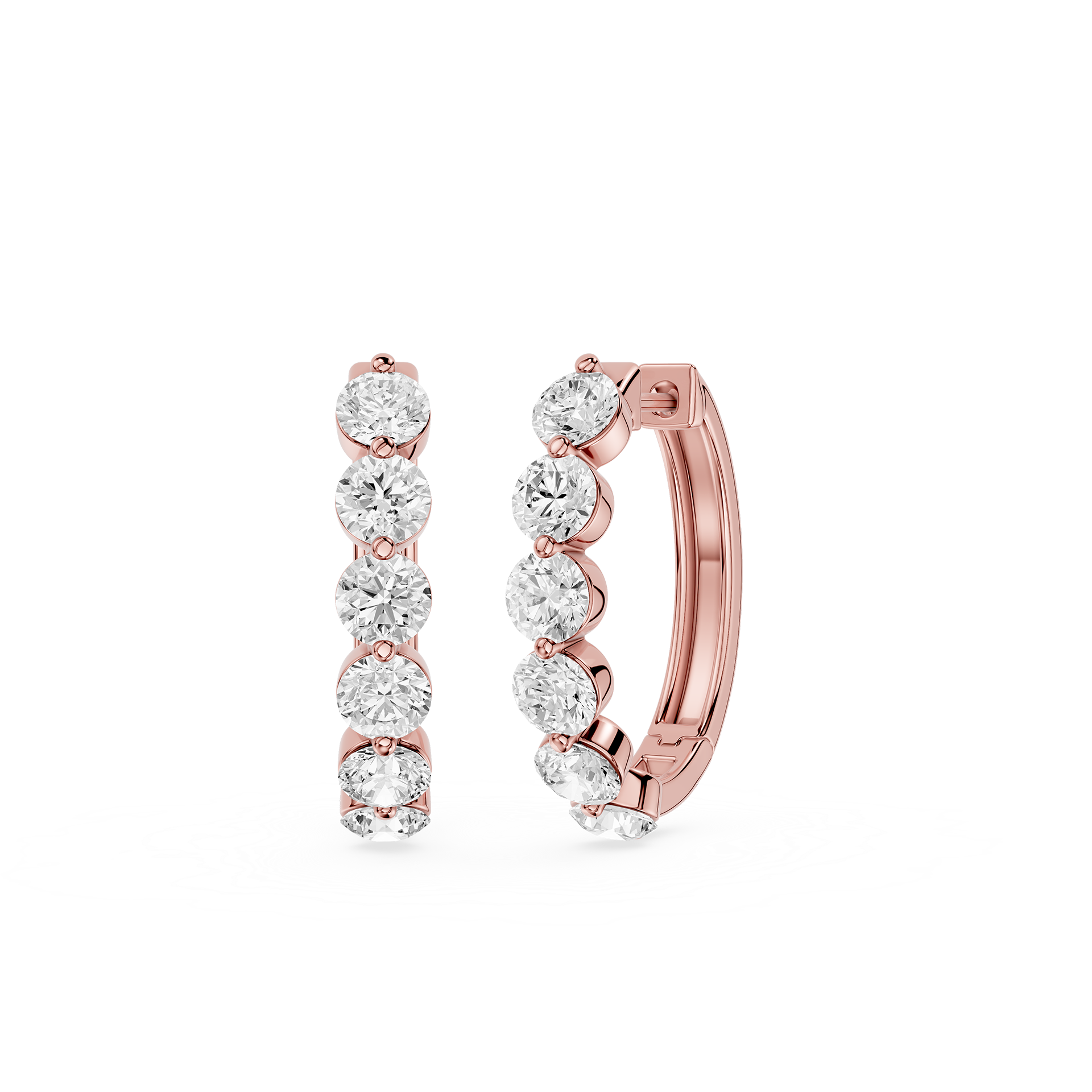 Graduated Round Lab Grown Diamond Hoop Earrings for Women