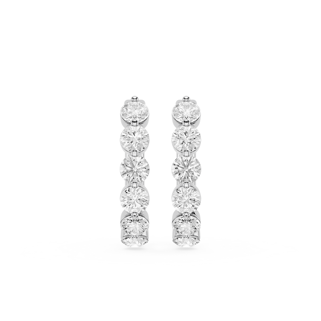 Graduated Round Lab Grown Diamond Hoop Earrings for Women