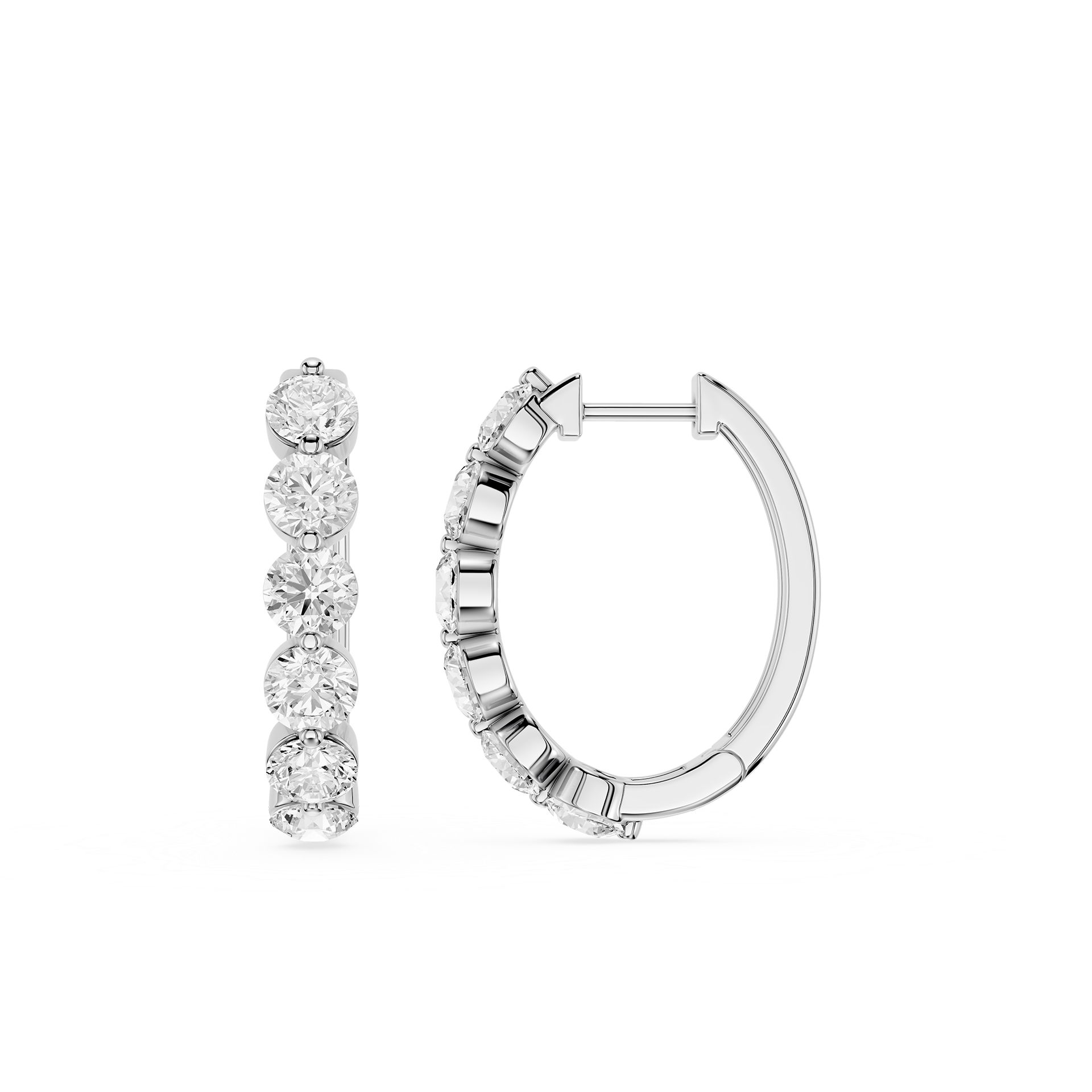 Graduated Round Lab Grown Diamond Hoop Earrings for Women