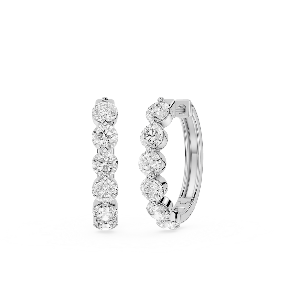 Graduated Round Lab Grown Diamond Hoop Earrings for Women