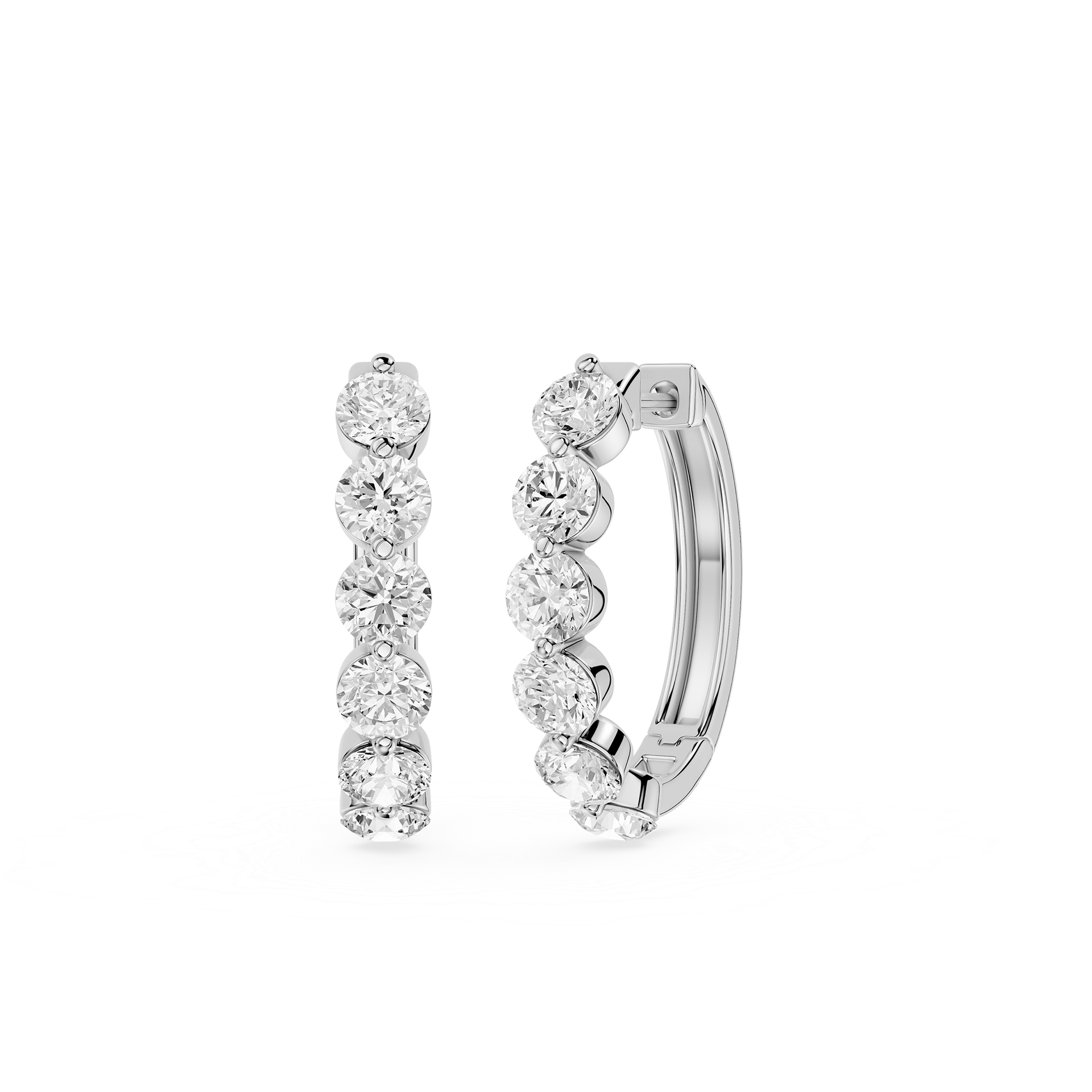 Graduated Round Lab Grown Diamond Hoop Earrings for Women
