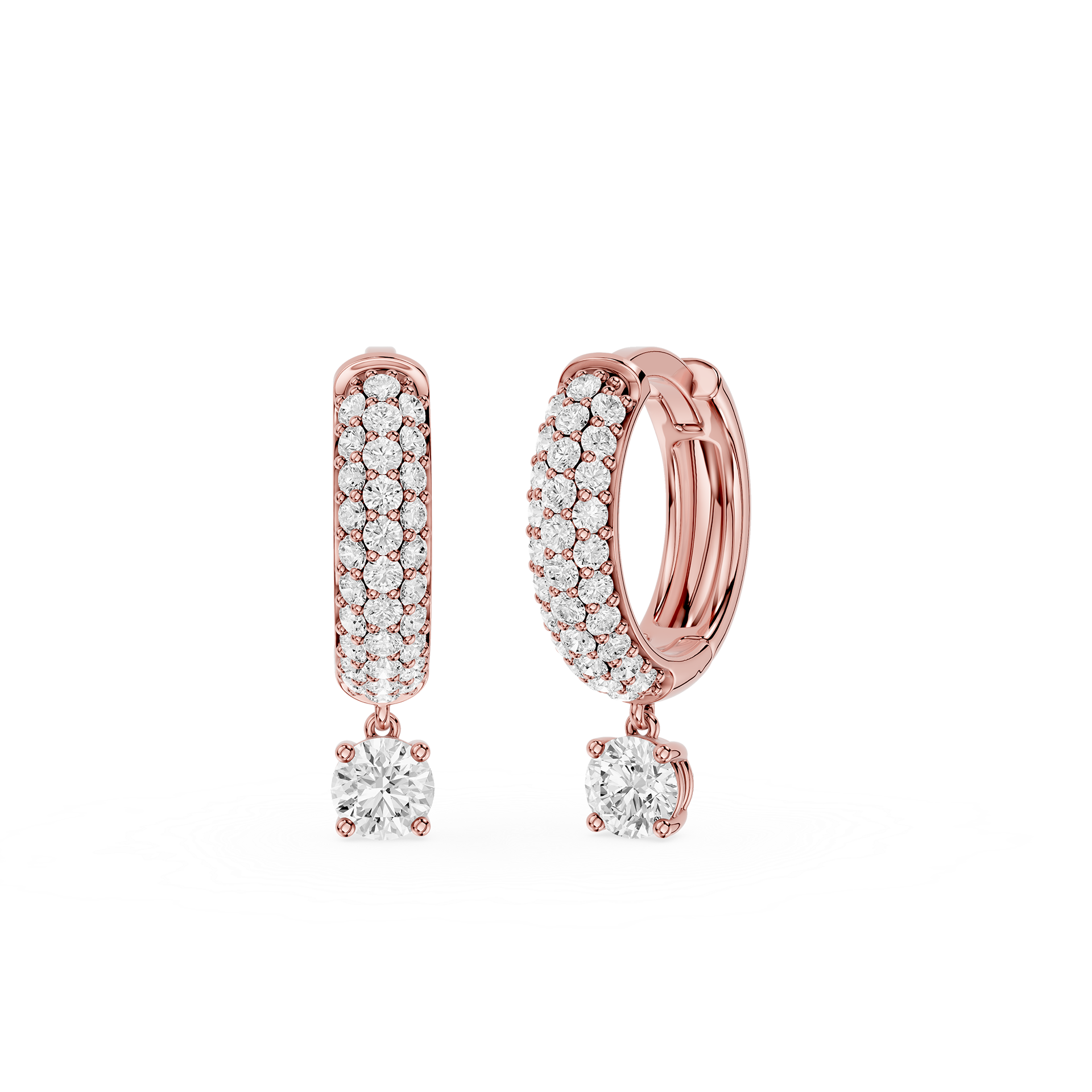 Diamond Drop Huggie Earrings with Lab Grown Diamonds