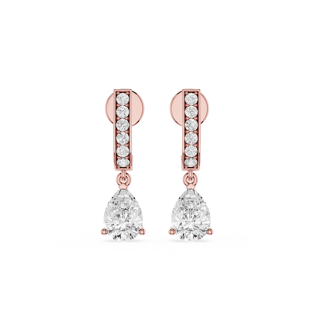 Pear Shape Lab Grown Diamond Drop Earrings for Women