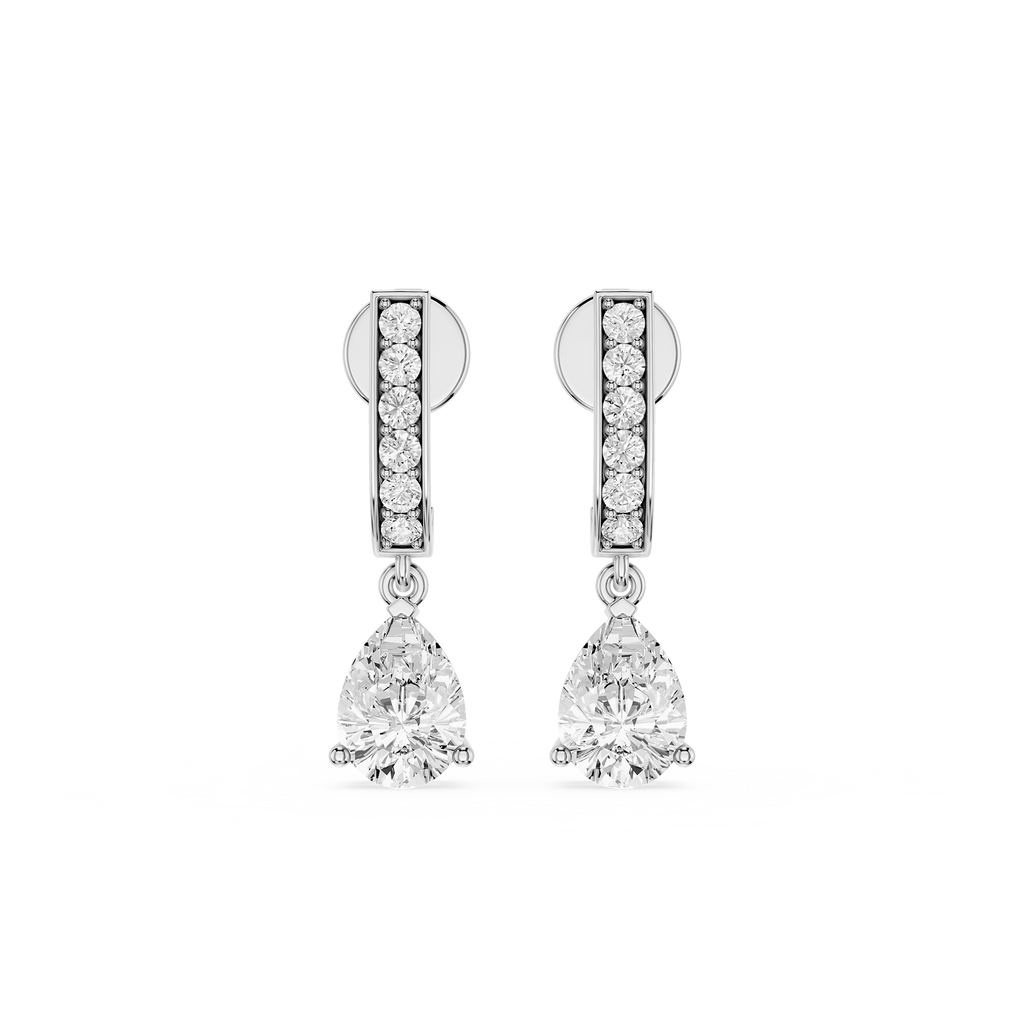 Pear Shape Lab Grown Diamond Drop Earrings for Women