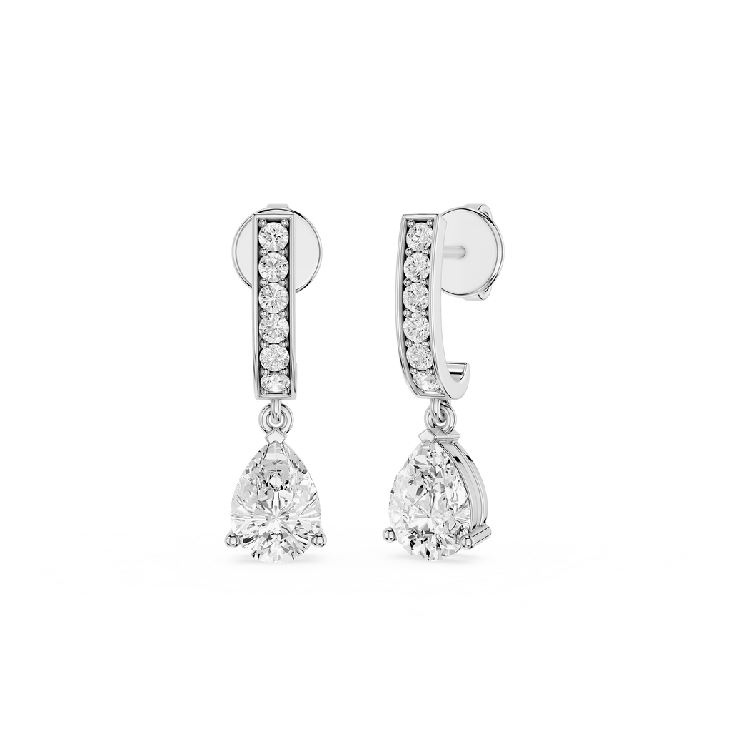 Pear Shape Lab Grown Diamond Drop Earrings for Women