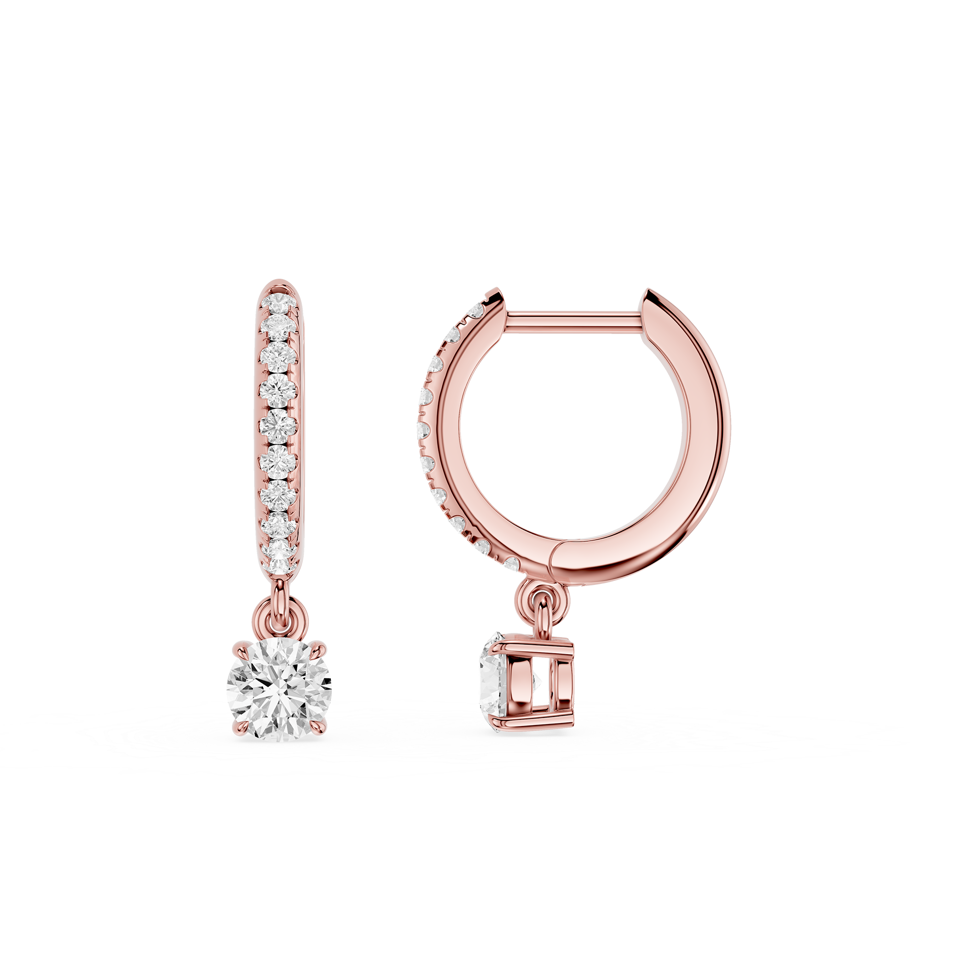 Diamond Drop Huggie Earrings with Lab Grown Diamonds