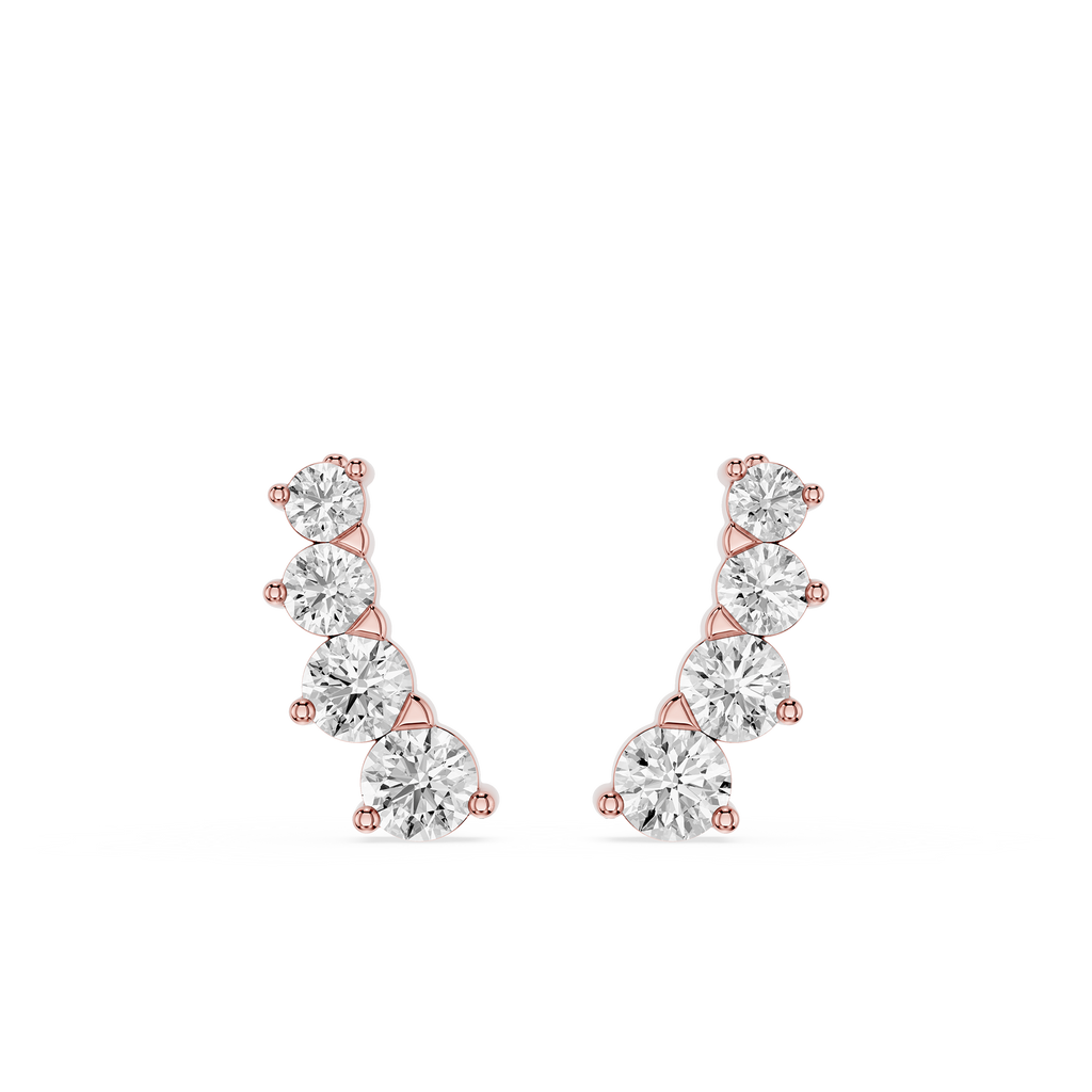 Graduated Diamond Ear Cuff Earrings with Lab Grown Diamonds