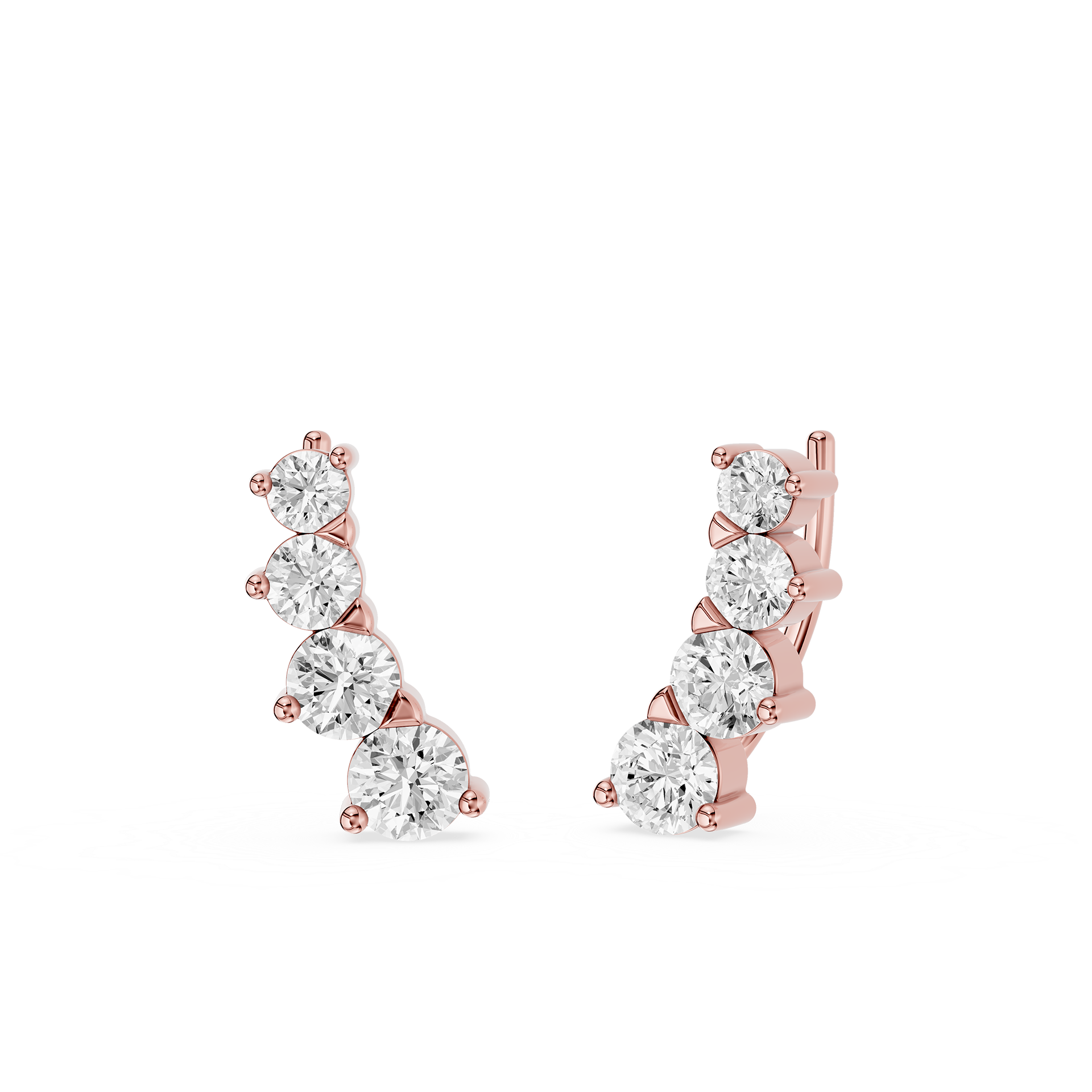 Graduated Diamond Ear Cuff Earrings with Lab Grown Diamonds