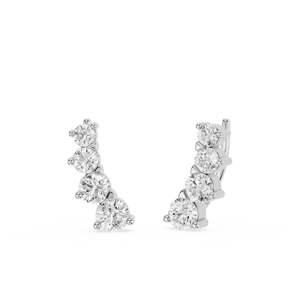 Graduated Diamond Ear Cuff Earrings with Lab Grown Diamonds