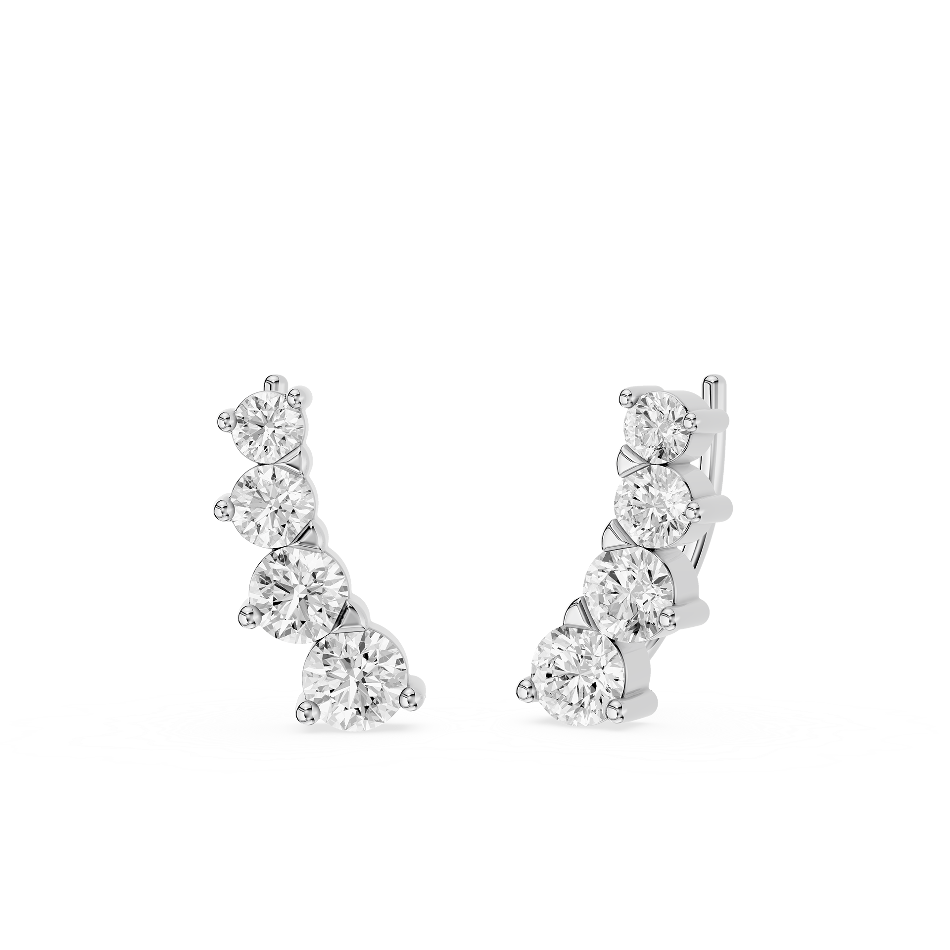 Graduated Diamond Ear Cuff Earrings with Lab Grown Diamonds