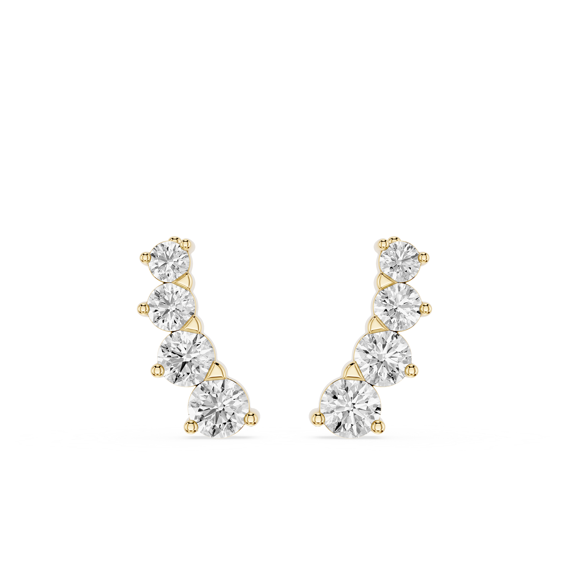 Graduated Diamond Ear Cuff Earrings with Lab Grown Diamonds
