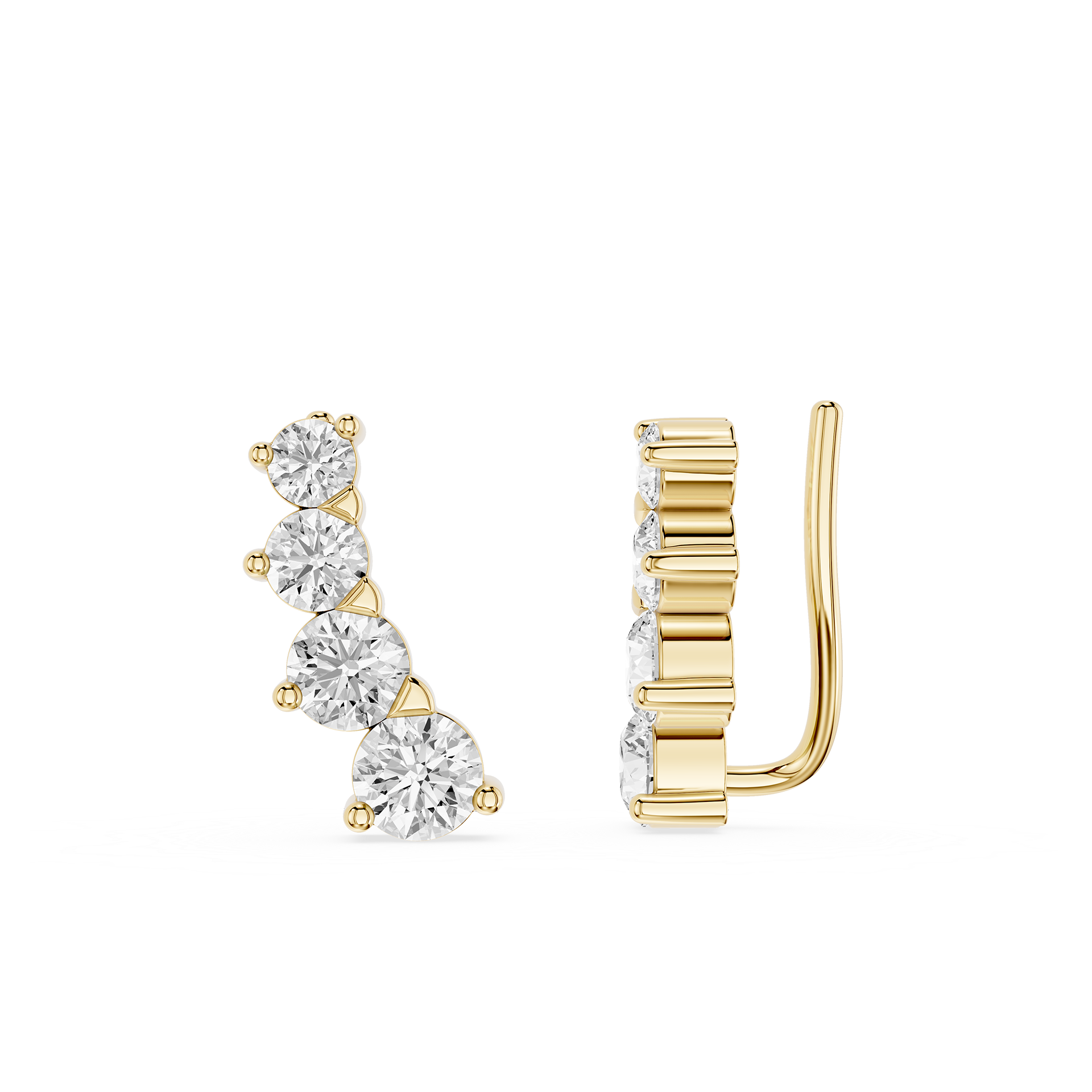 Graduated Diamond Ear Cuff Earrings with Lab Grown Diamonds