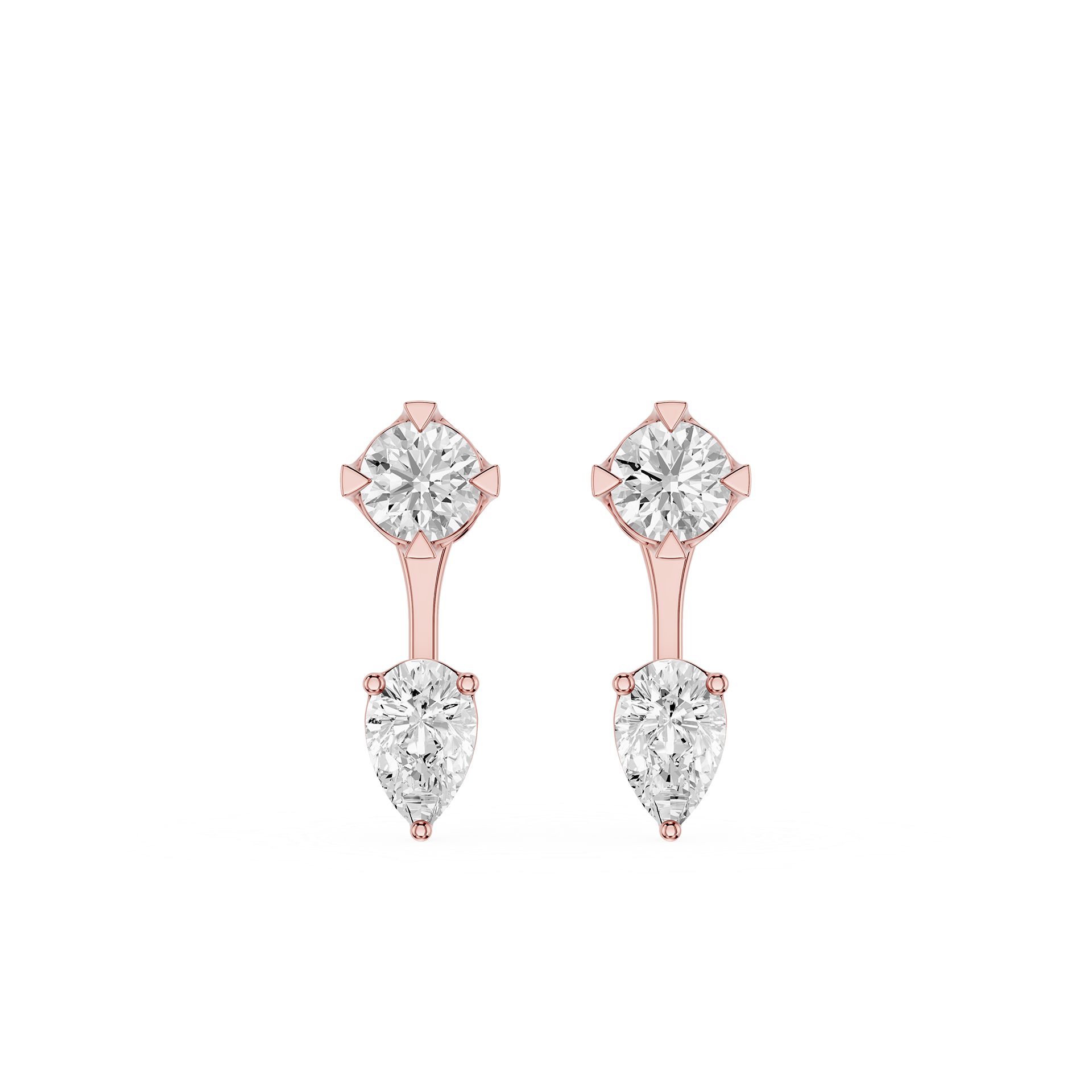 Pear & Round Lab Grown Diamond Drop Earrings for Women