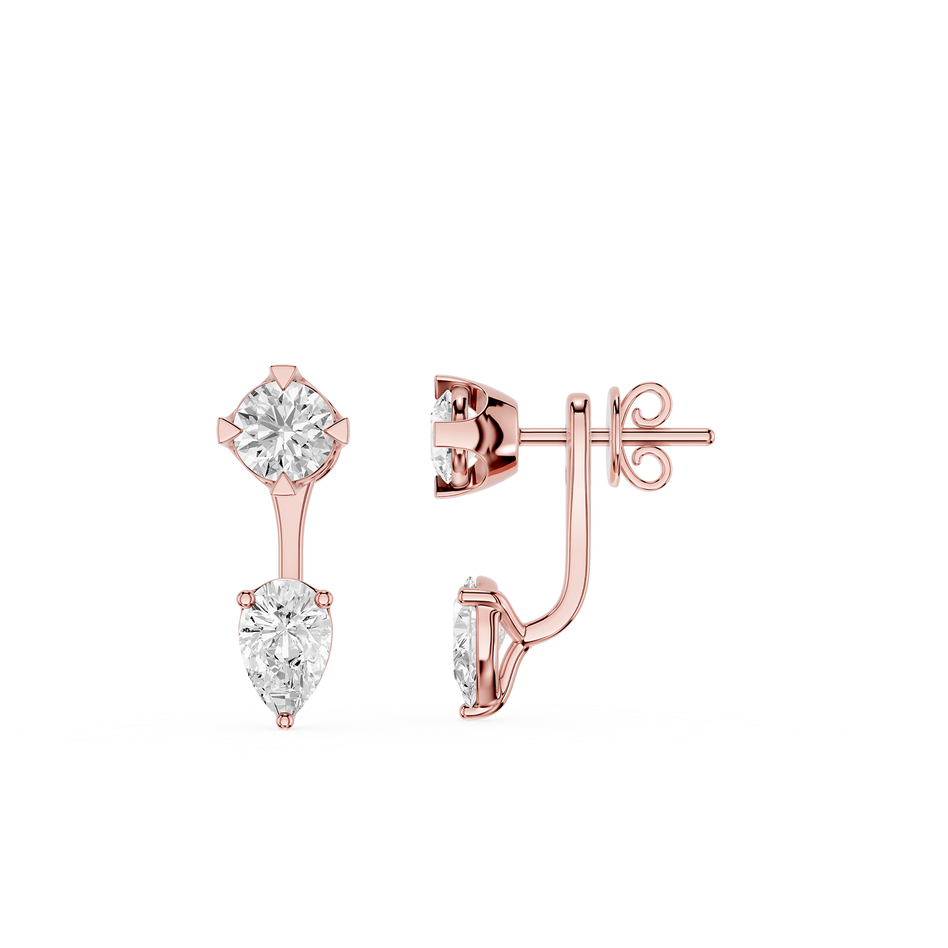 Pear & Round Lab Grown Diamond Drop Earrings for Women