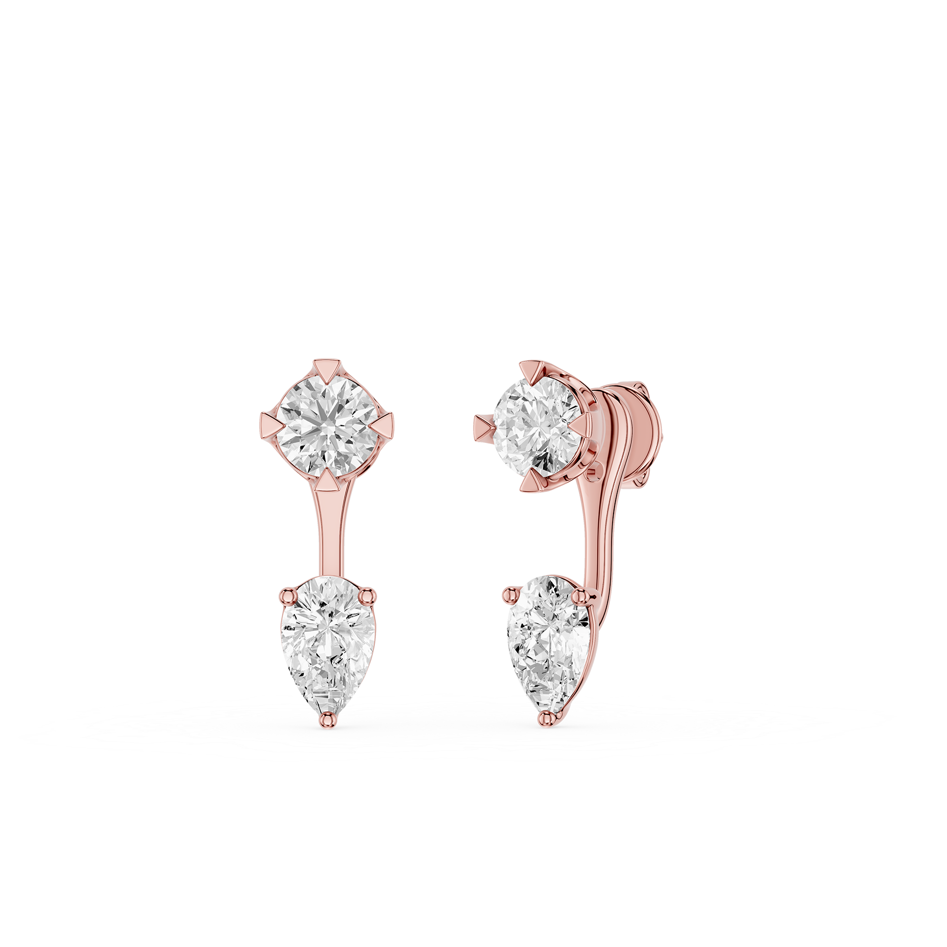 Pear & Round Lab Grown Diamond Drop Earrings for Women