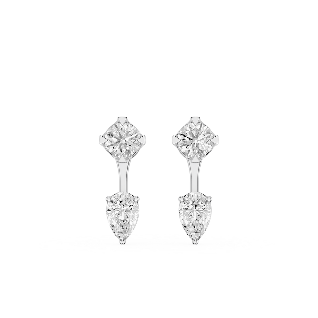 Pear & Round Lab Grown Diamond Drop Earrings for Women