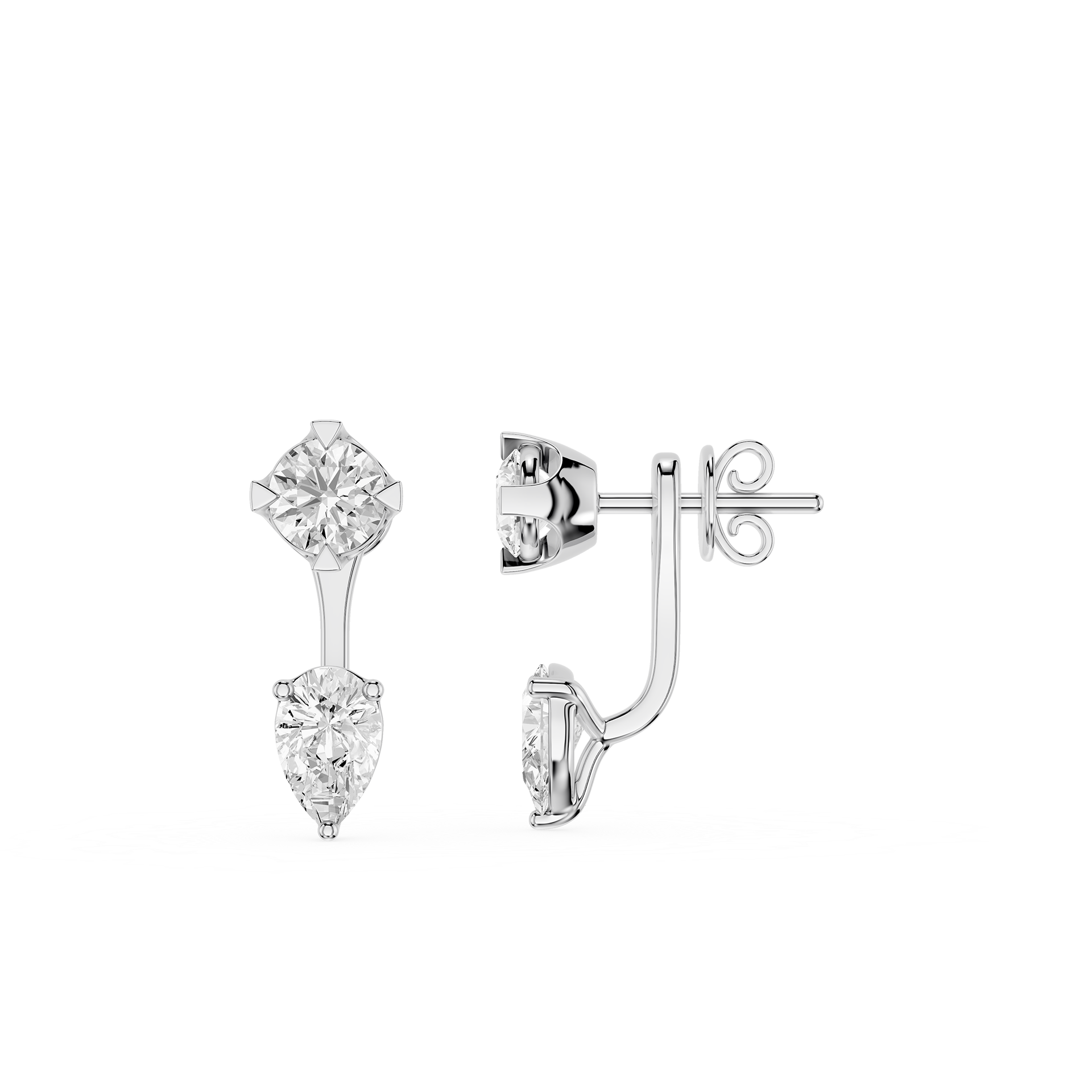 Pear & Round Lab Grown Diamond Drop Earrings for Women