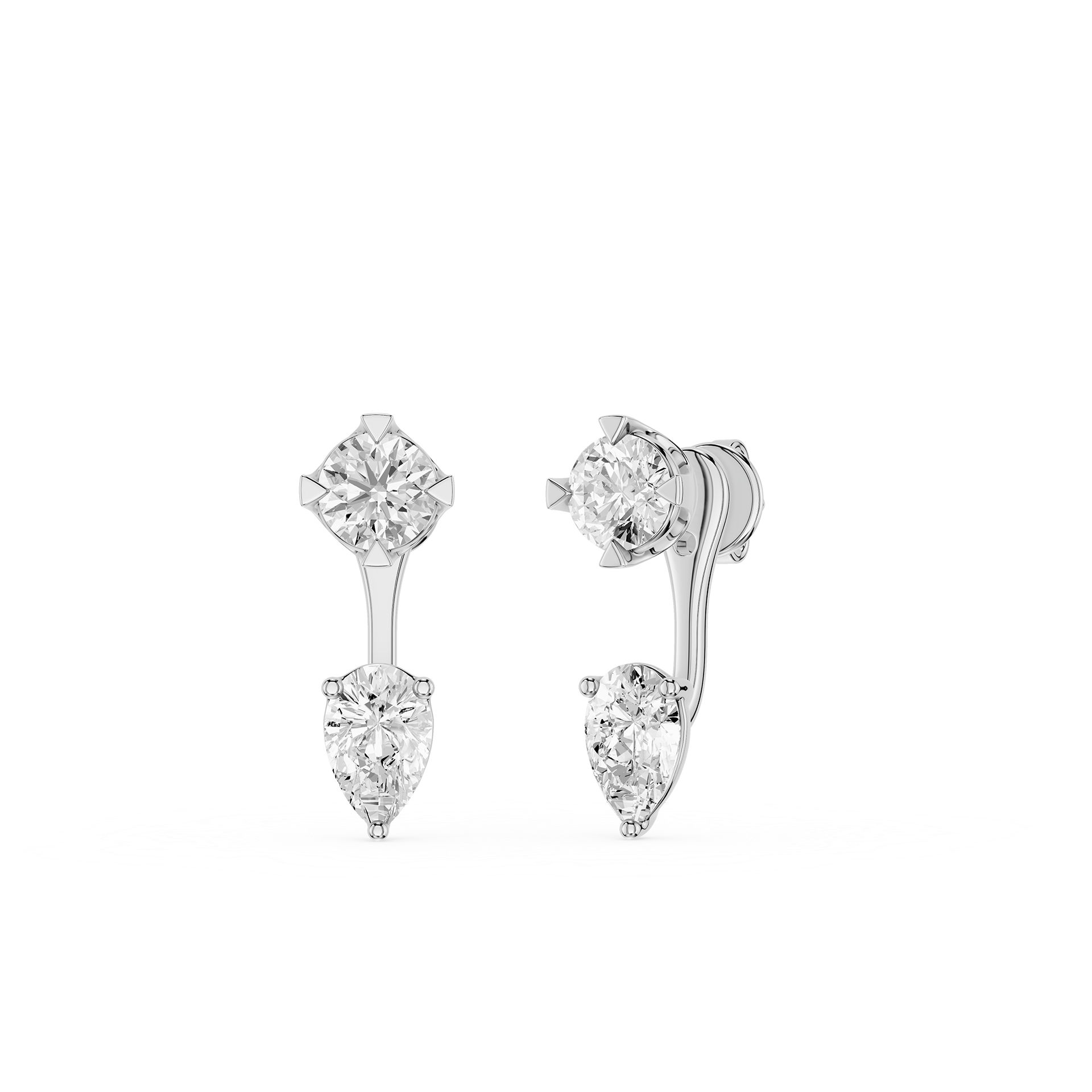 Pear & Round Lab Grown Diamond Drop Earrings for Women