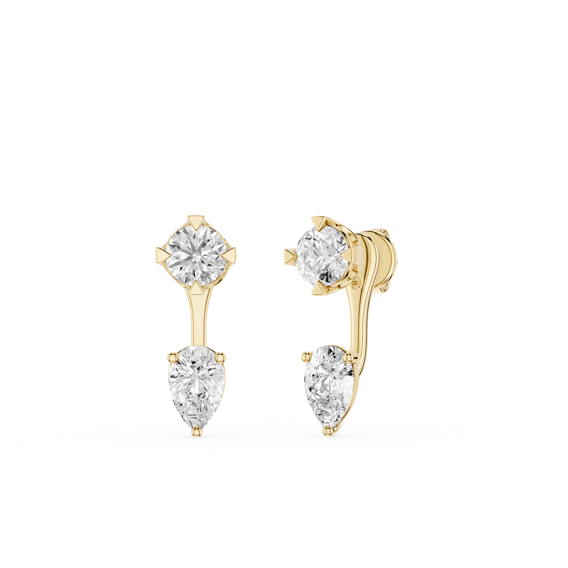 Pear & Round Lab Grown Diamond Drop Earrings for Women