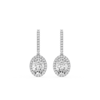 Oval Halo Diamond Drop Earrings with Lab Grown Diamonds