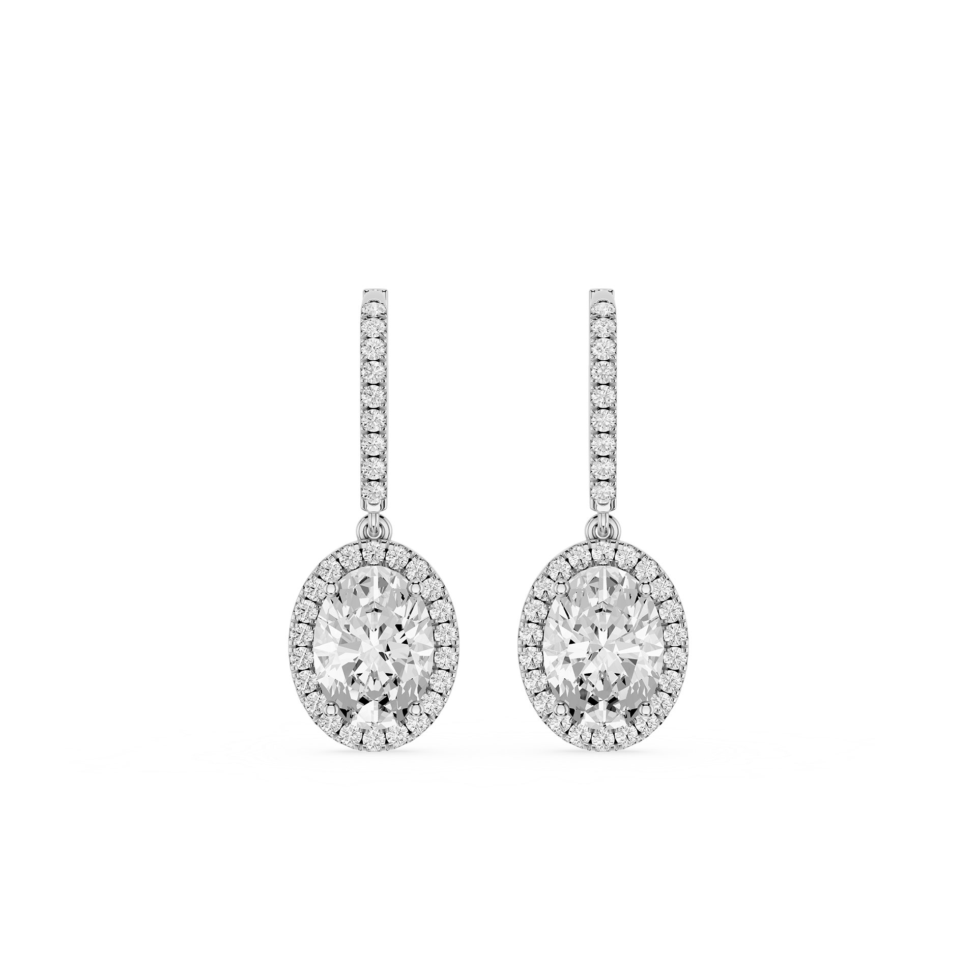 Oval Halo Diamond Drop Earrings with Lab Grown Diamonds