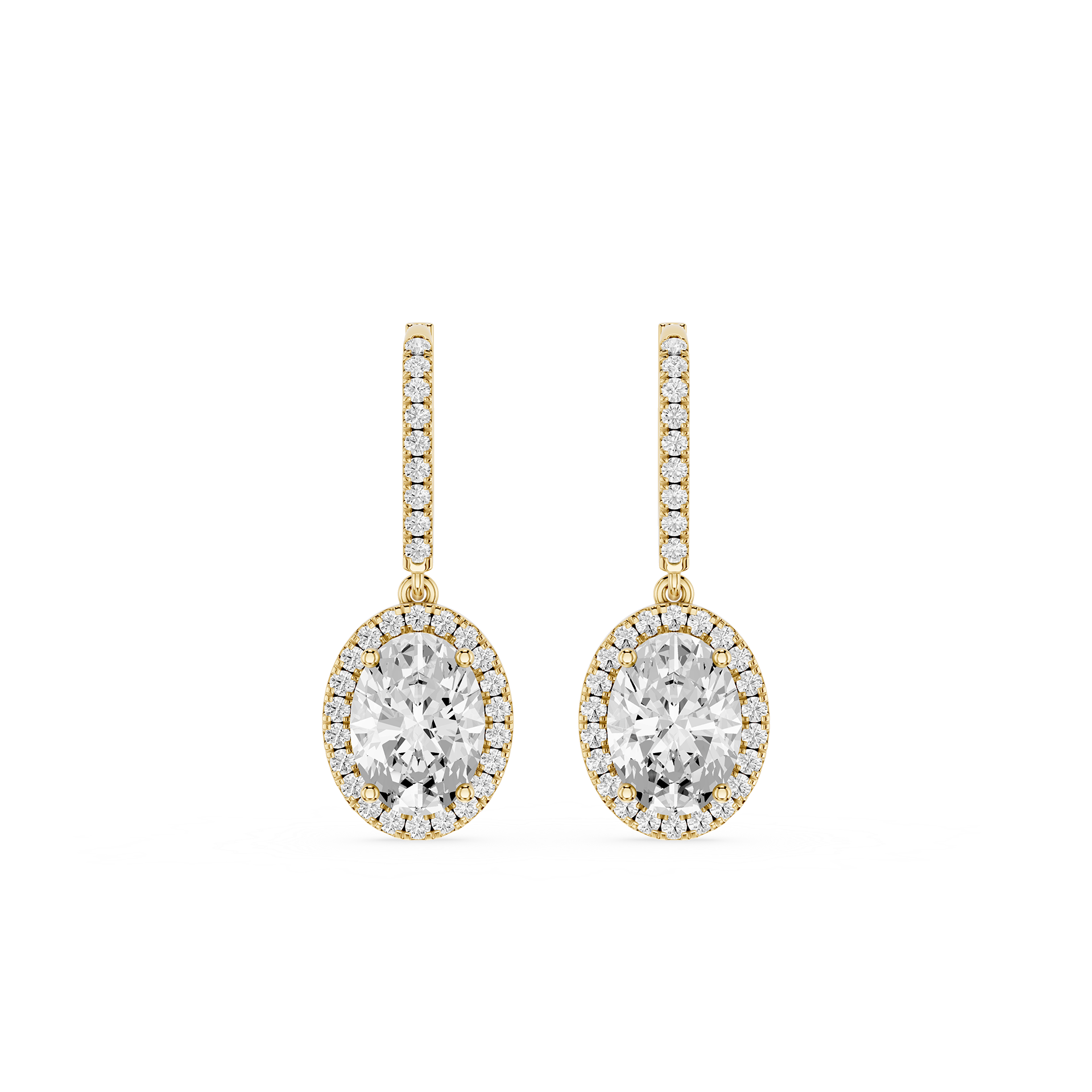 Oval Halo Diamond Drop Earrings with Lab Grown Diamonds
