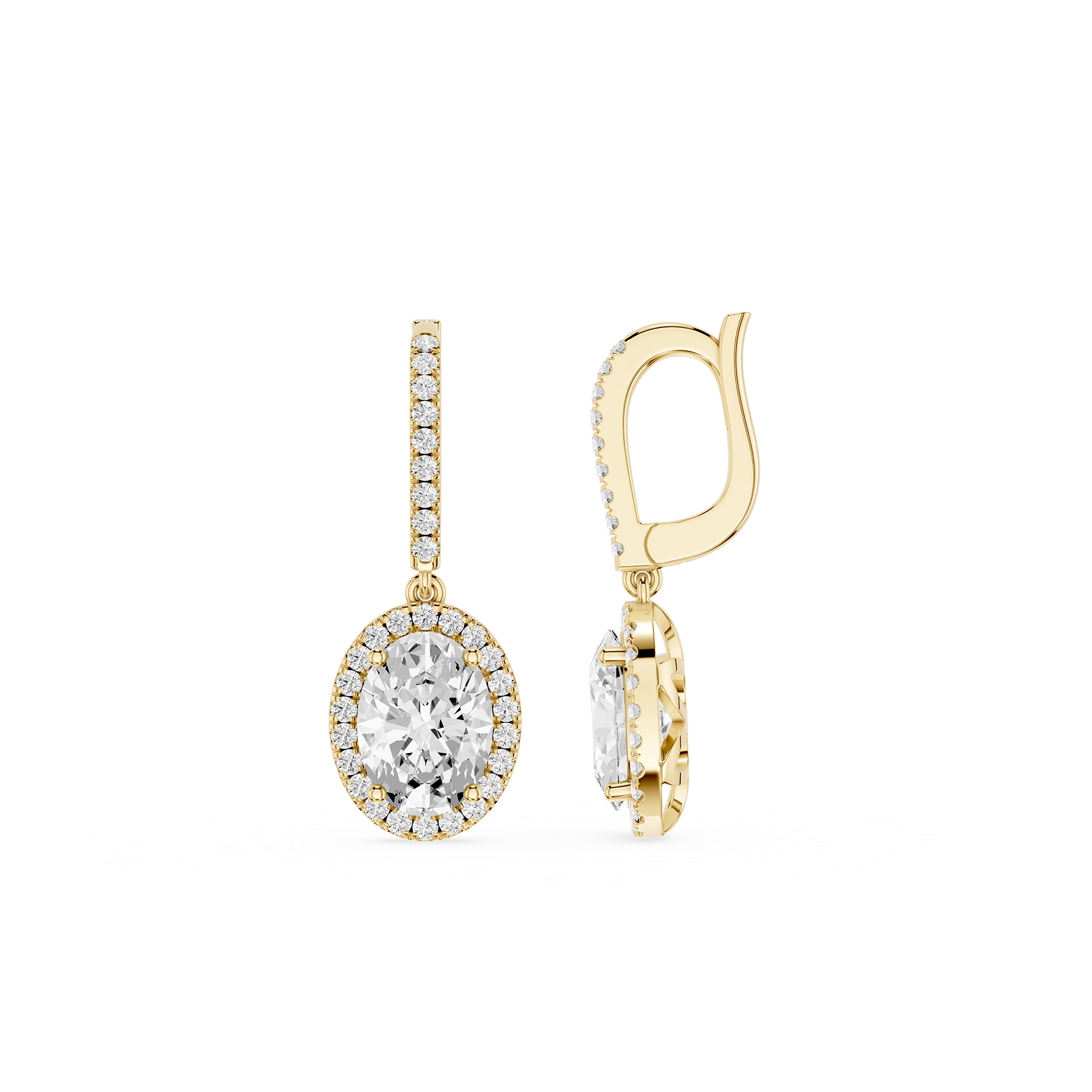 Oval Halo Diamond Drop Earrings with Lab Grown Diamonds