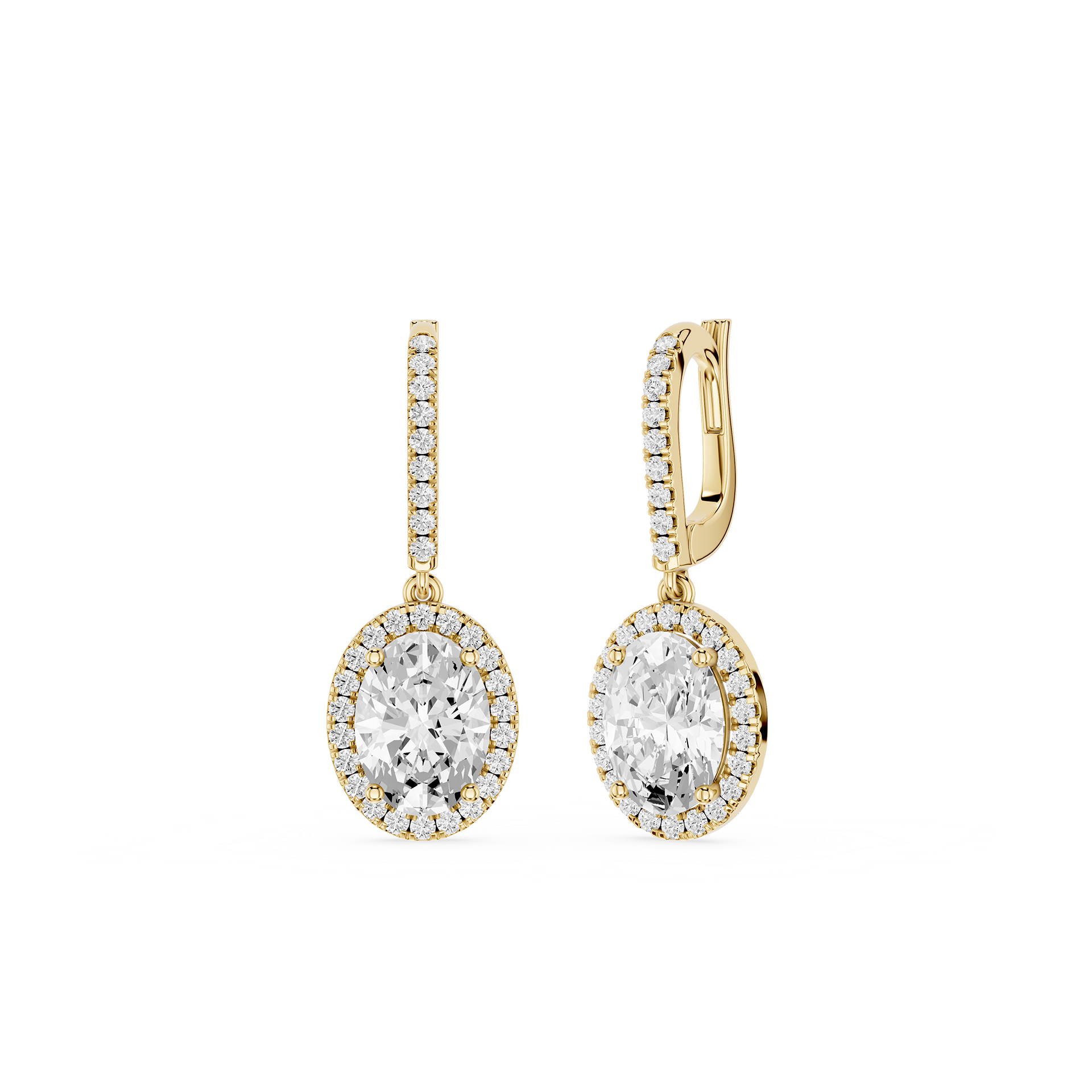 Oval Halo Diamond Drop Earrings with Lab Grown Diamonds