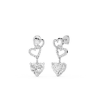 Interlocked Heart Diamond Drop Earrings with Heart Cut Lab Diamonds