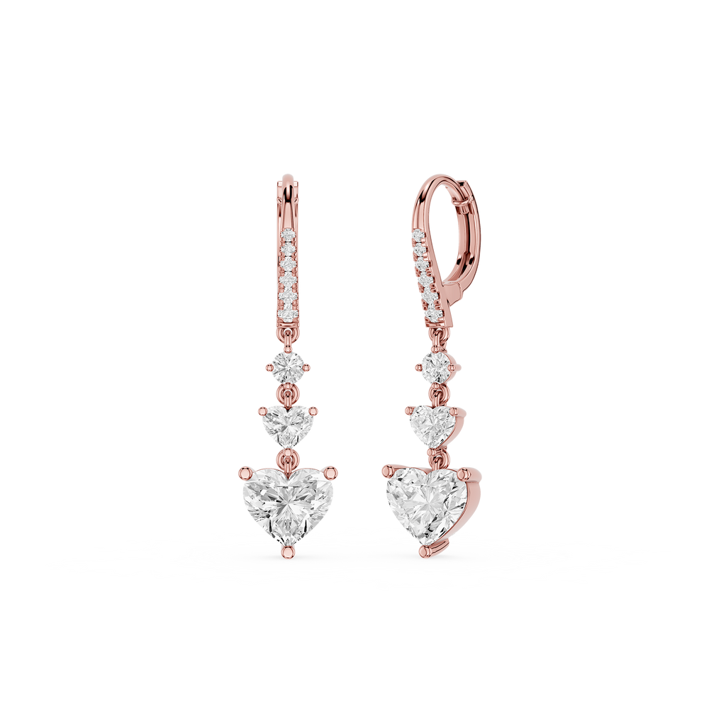 Heart Cut Lab Grown Diamond Cascade Drop Earrings