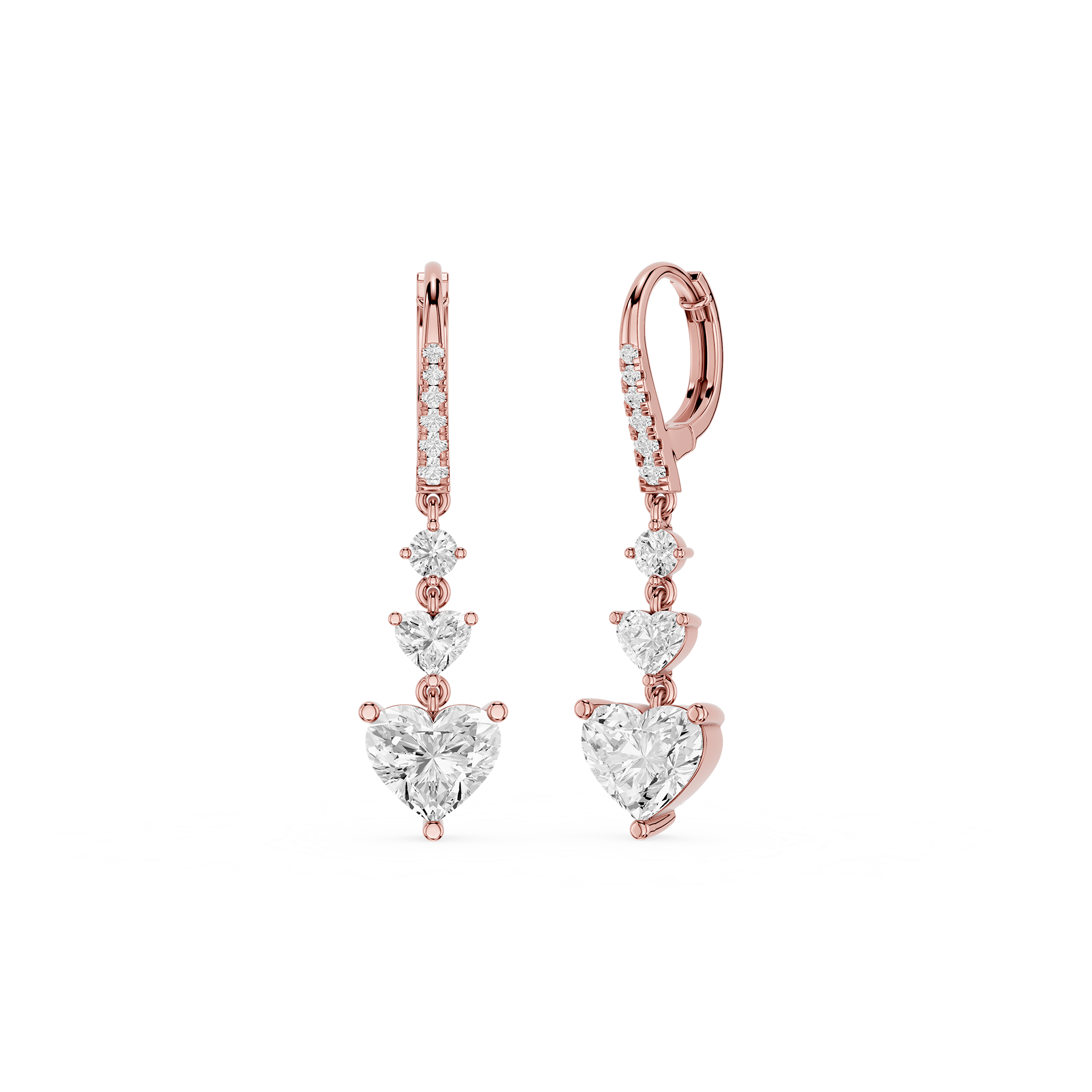 Heart Cut Lab Grown Diamond Cascade Drop Earrings