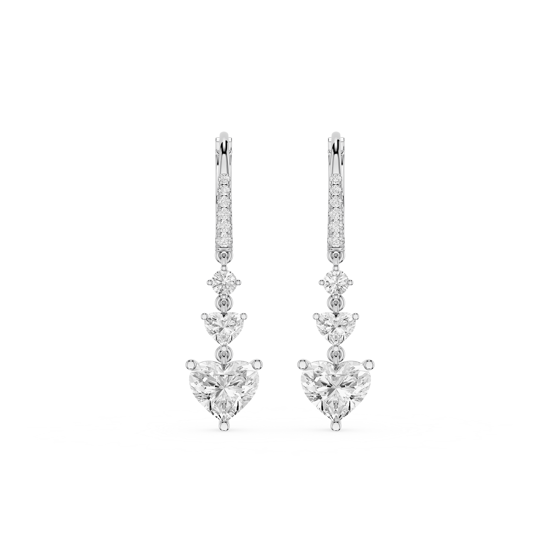 Heart Cut Lab Grown Diamond Cascade Drop Earrings