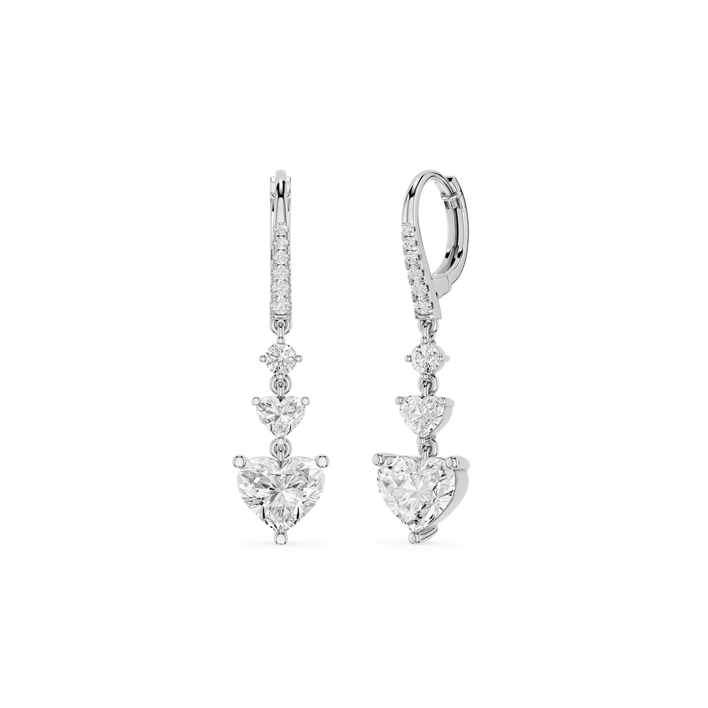 Heart Cut Lab Grown Diamond Cascade Drop Earrings