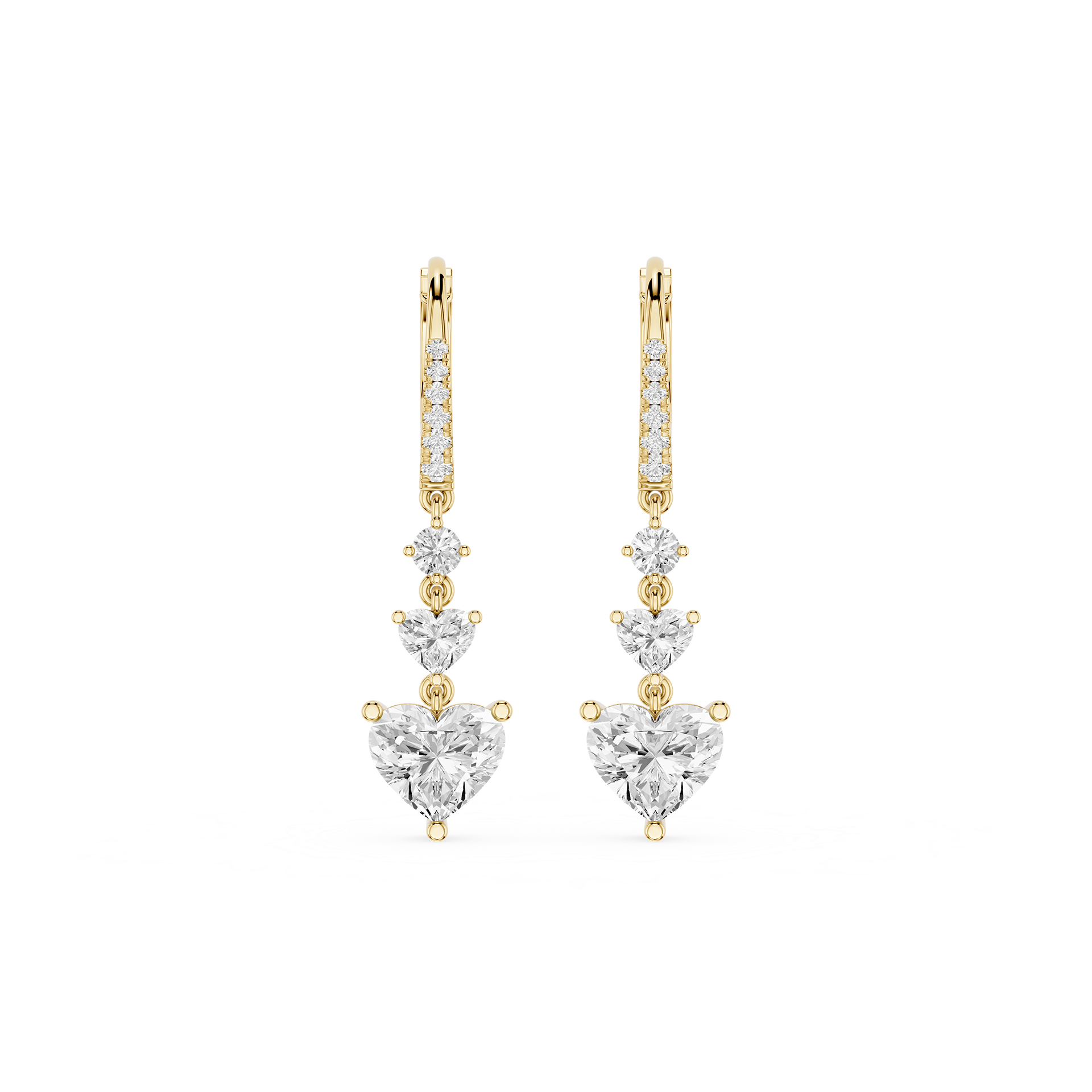 Heart Cut Lab Grown Diamond Cascade Drop Earrings