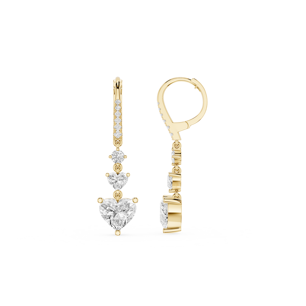 Heart Cut Lab Grown Diamond Cascade Drop Earrings