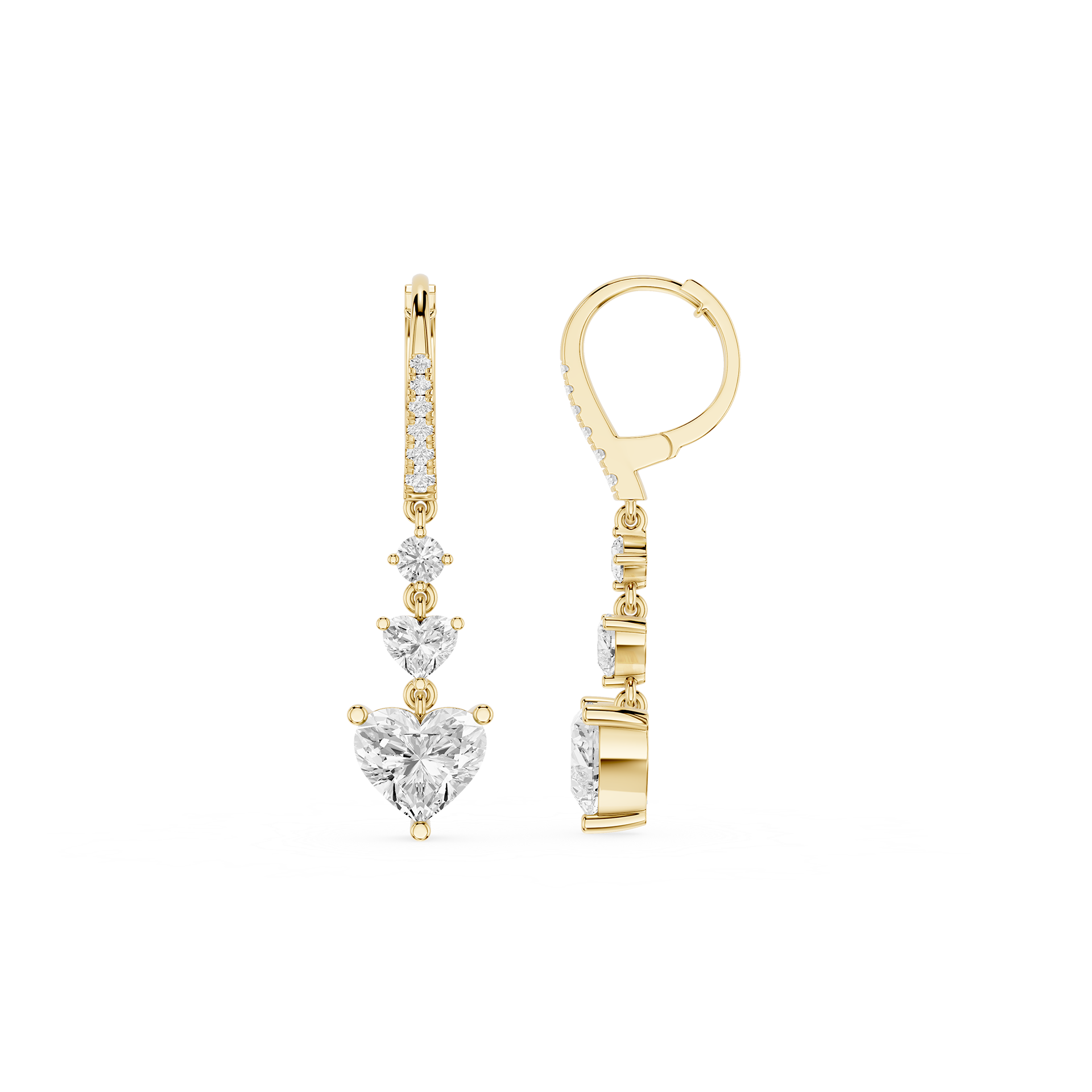 Heart Cut Lab Grown Diamond Cascade Drop Earrings