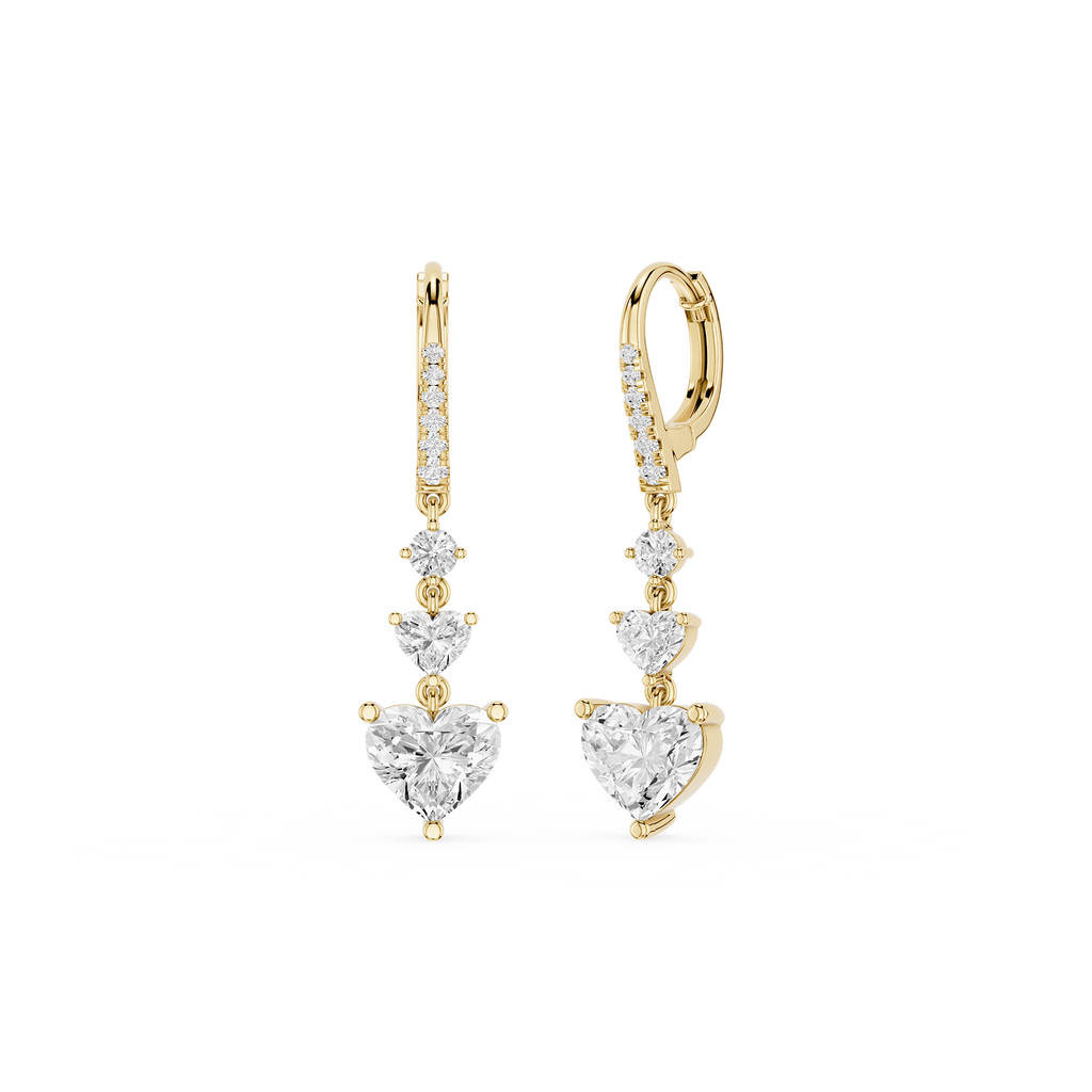 Heart Cut Lab Grown Diamond Cascade Drop Earrings