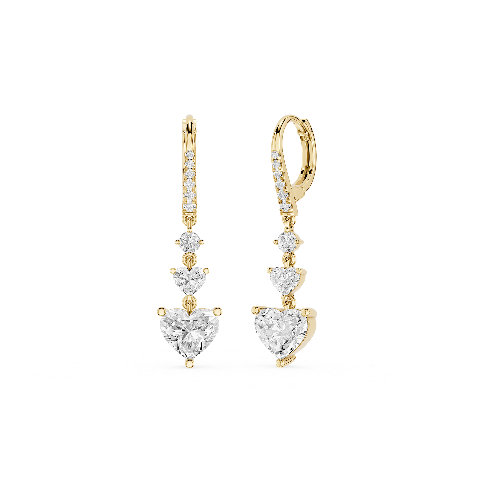 Heart Cut Lab Grown Diamond Cascade Drop Earrings