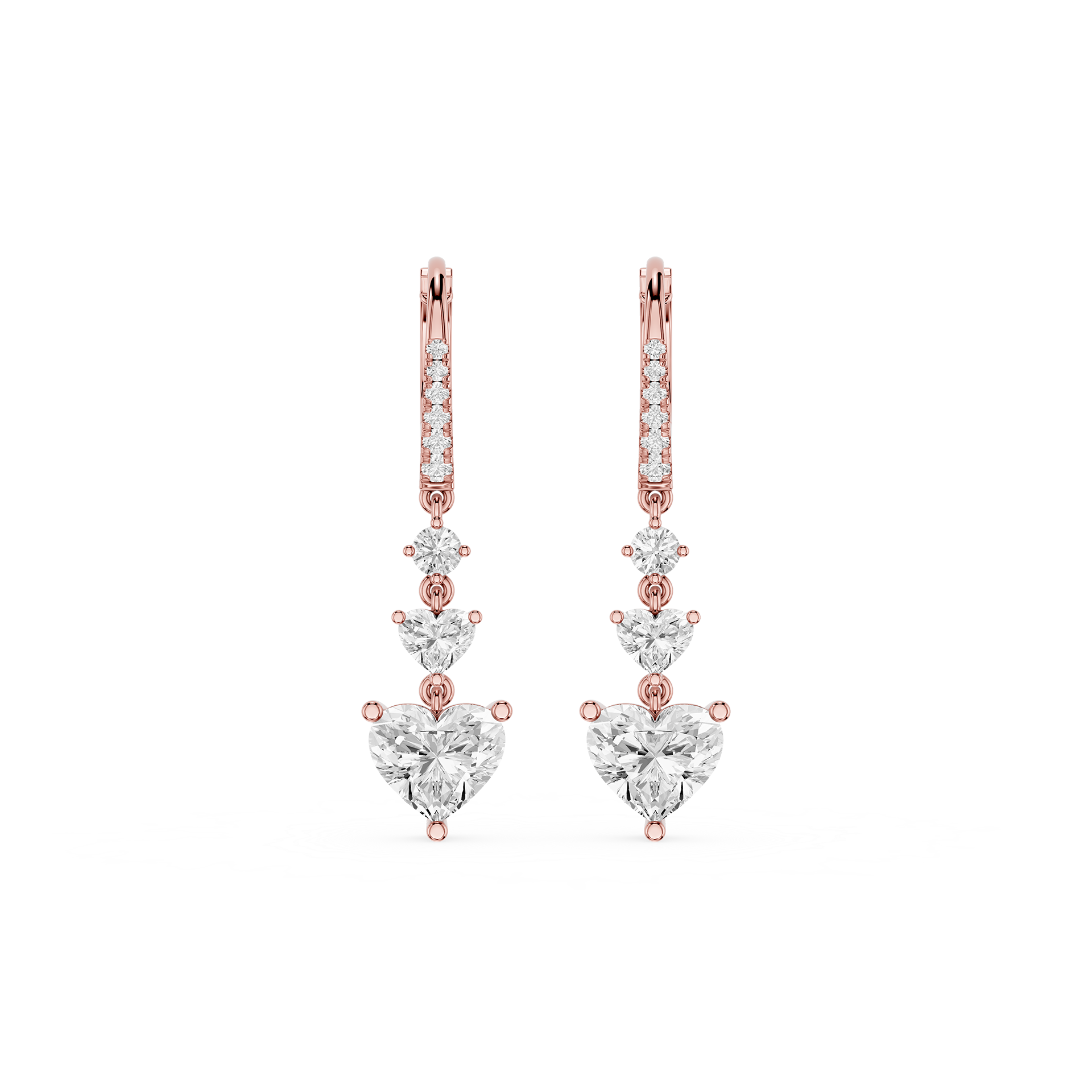 Heart Cut Lab Grown Diamond Cascade Drop Earrings