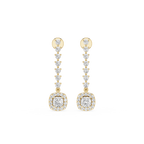 Cushion Halo Lab Grown Diamond Linear Drop Earrings