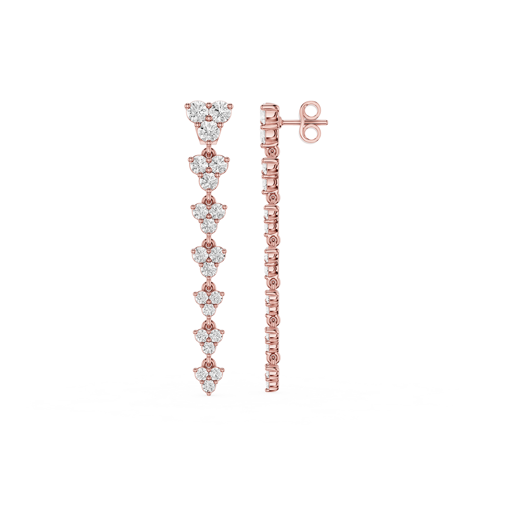Floral Cluster Lab Grown Diamond Chandelier Earrings