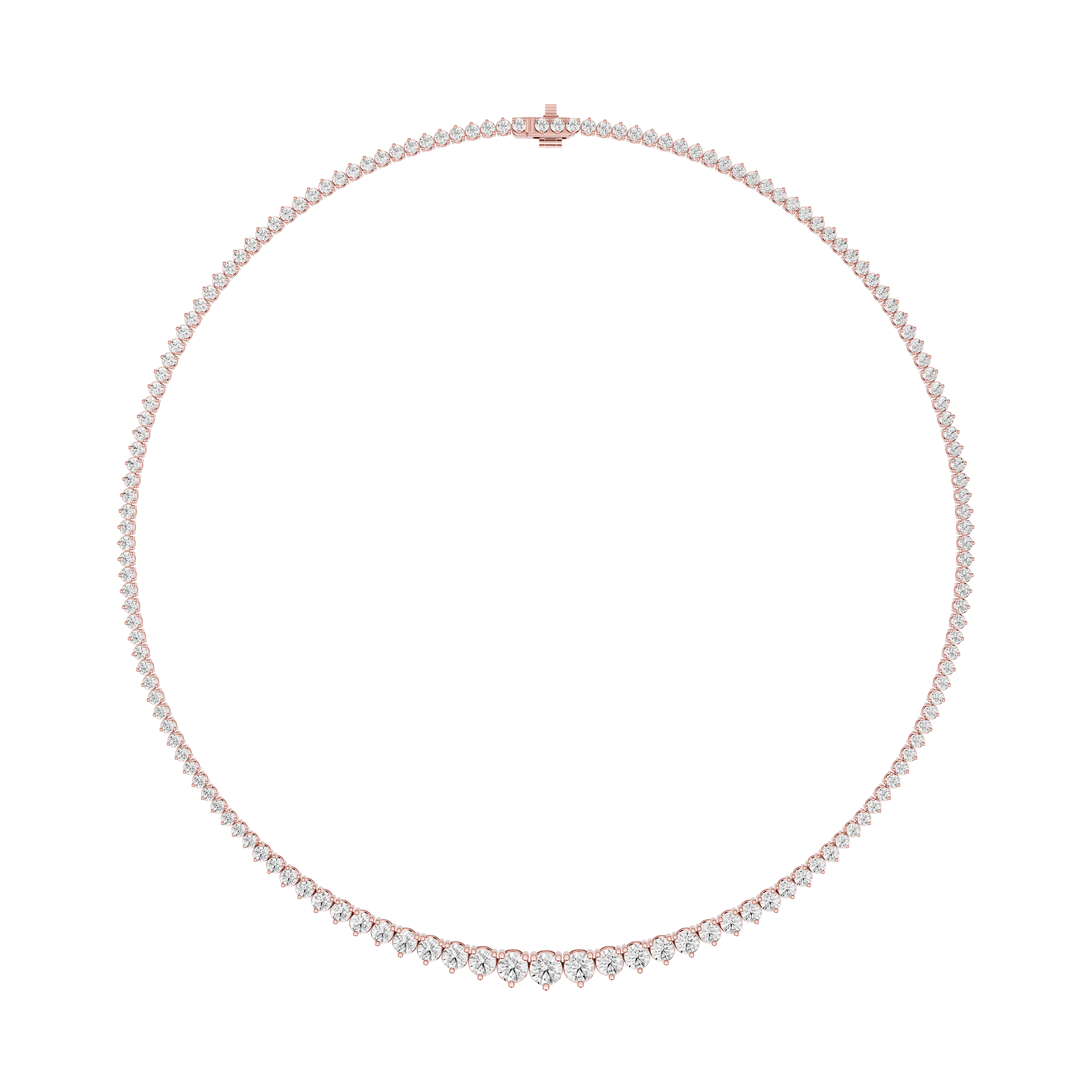Graduated Round Cut Lab Grown Diamond Tennis Necklace