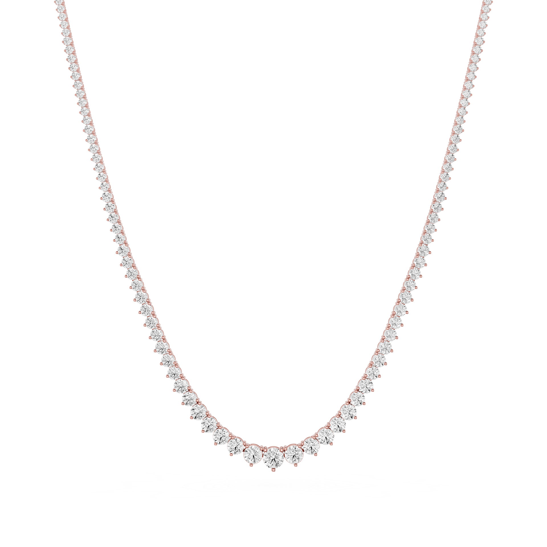 Graduated Round Cut Lab Grown Diamond Tennis Necklace