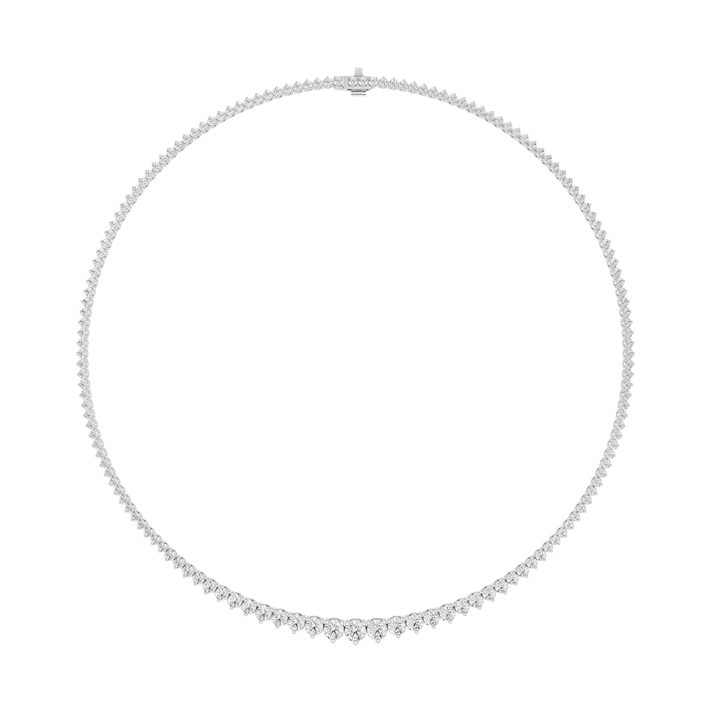 Graduated Round Cut Lab Grown Diamond Tennis Necklace