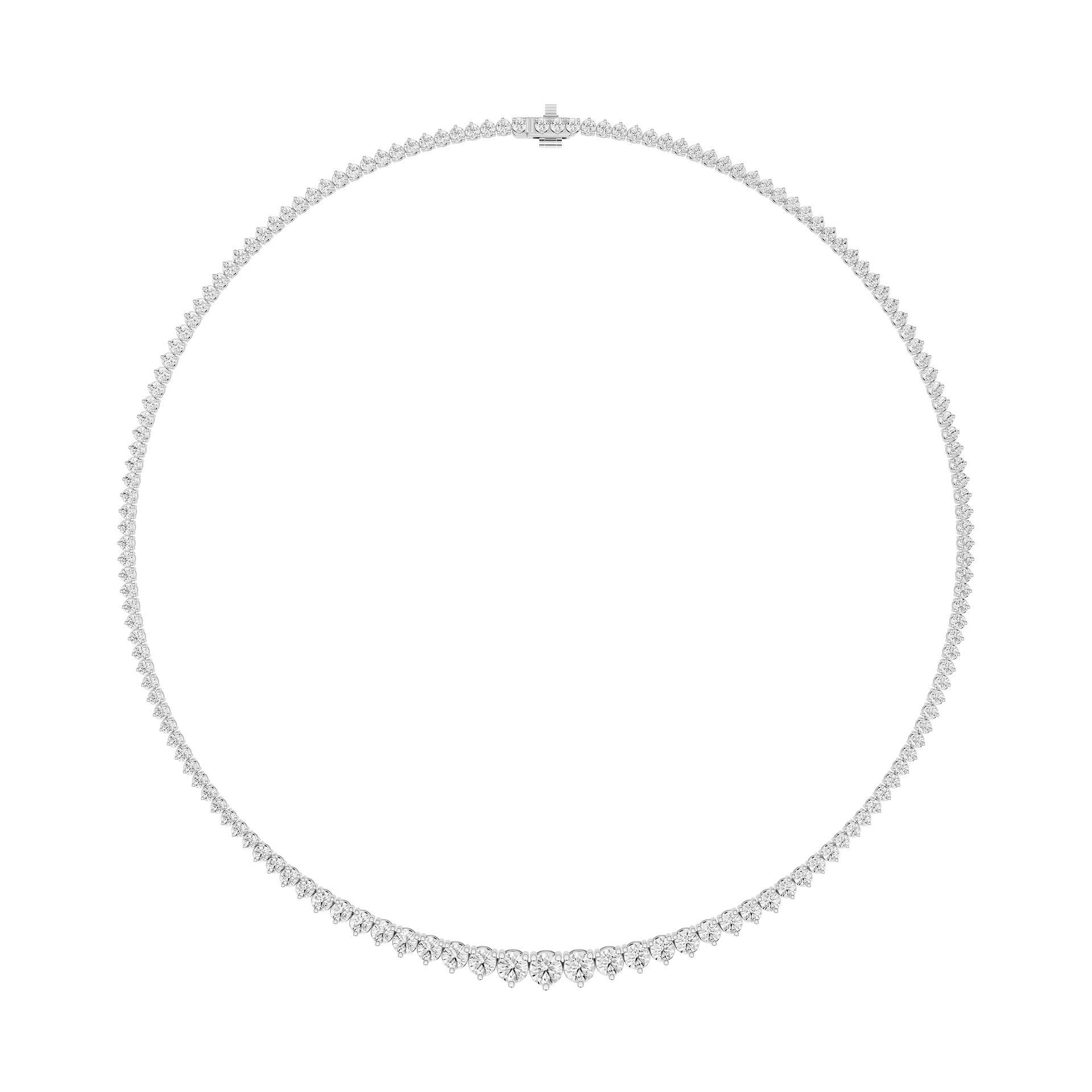Graduated Round Cut Lab Grown Diamond Tennis Necklace