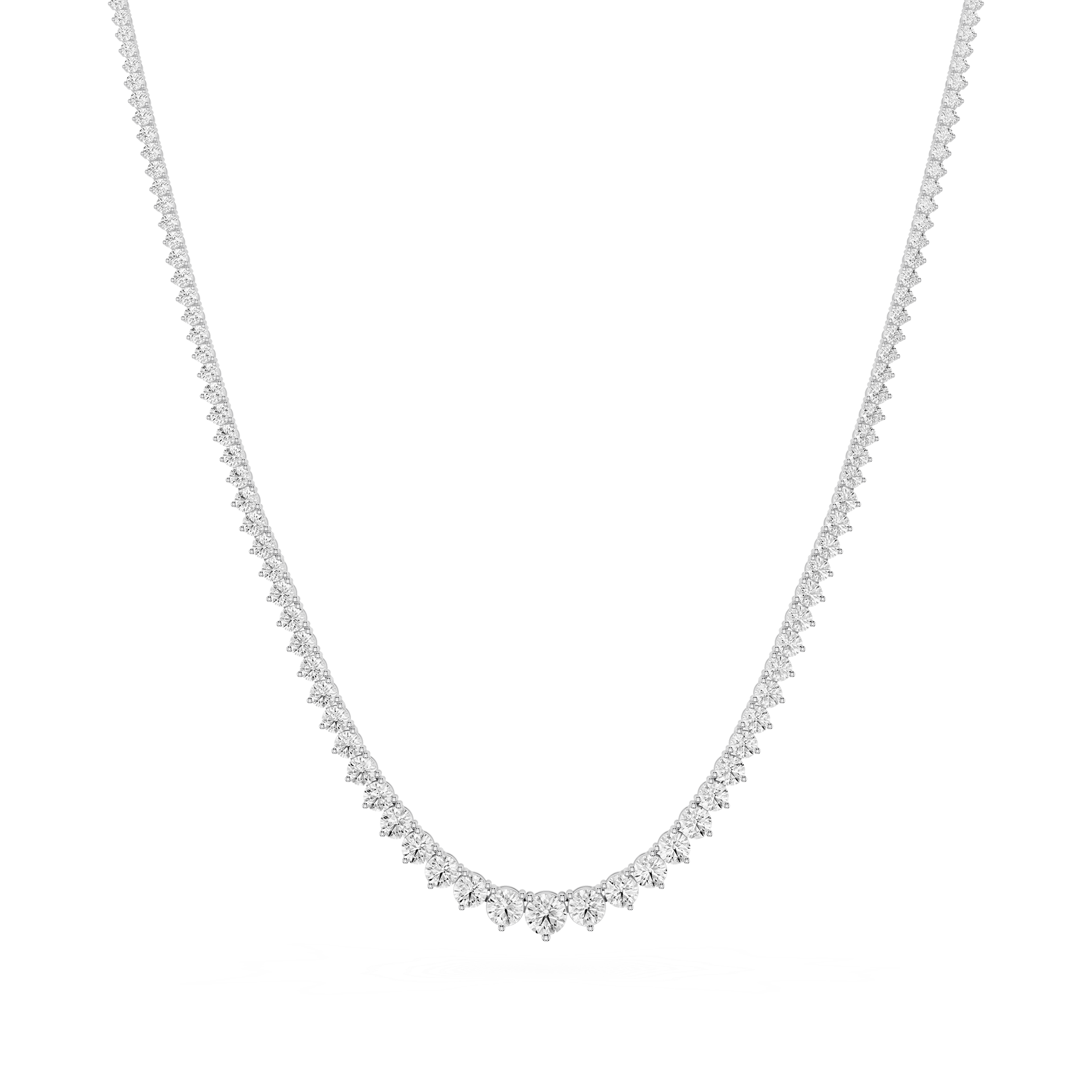 Graduated Round Cut Lab Grown Diamond Tennis Necklace