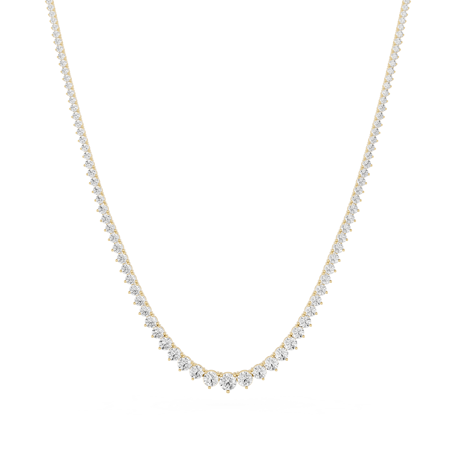 Graduated Round Cut Lab Grown Diamond Tennis Necklace